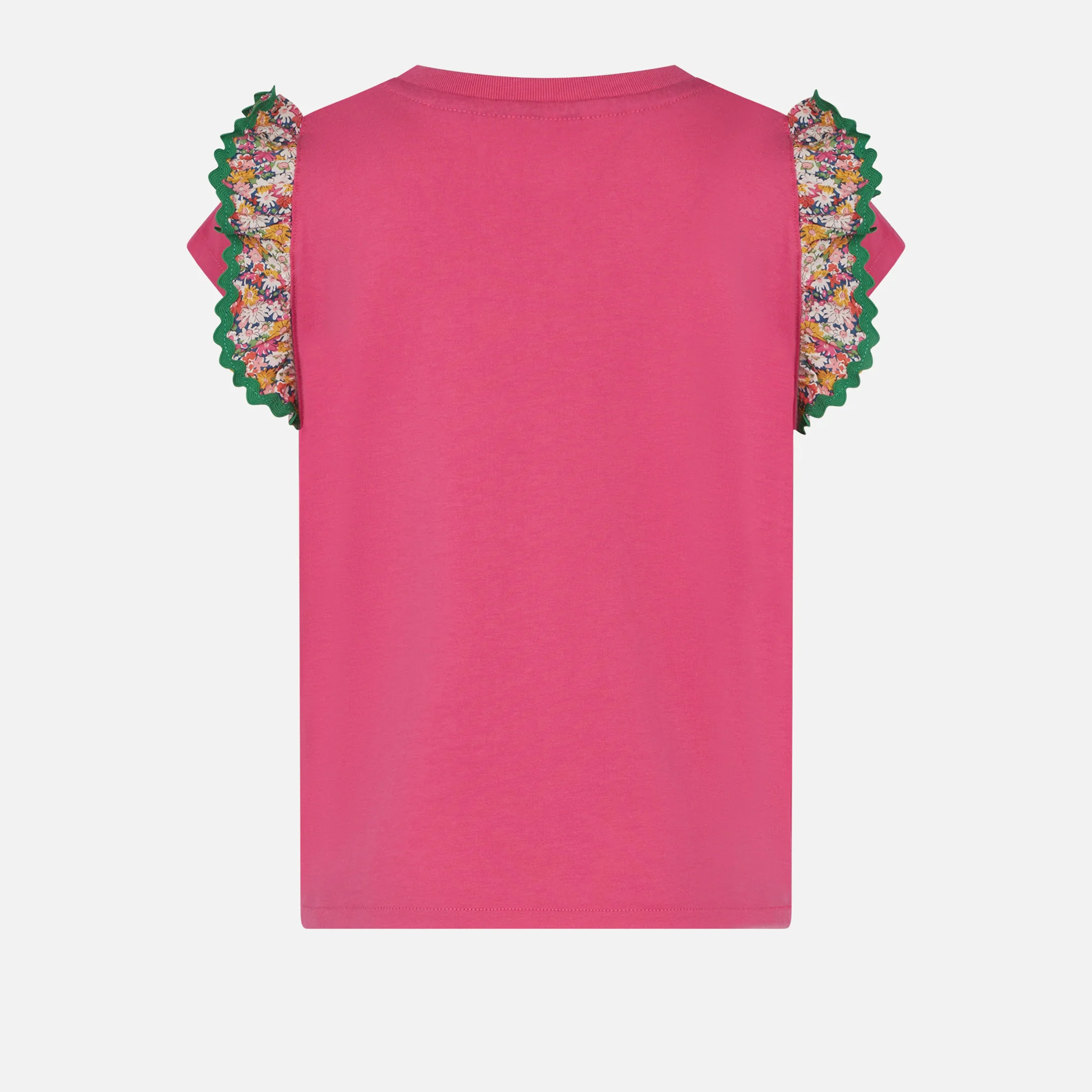 T-shirt da bambina in cotone con balza e ricamo - Image 3