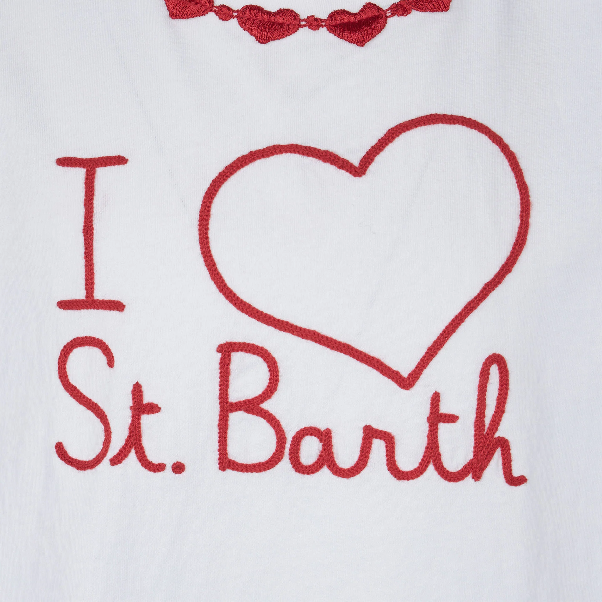 T-shirt da bambina in cotone con balza e ricamo - Image 2