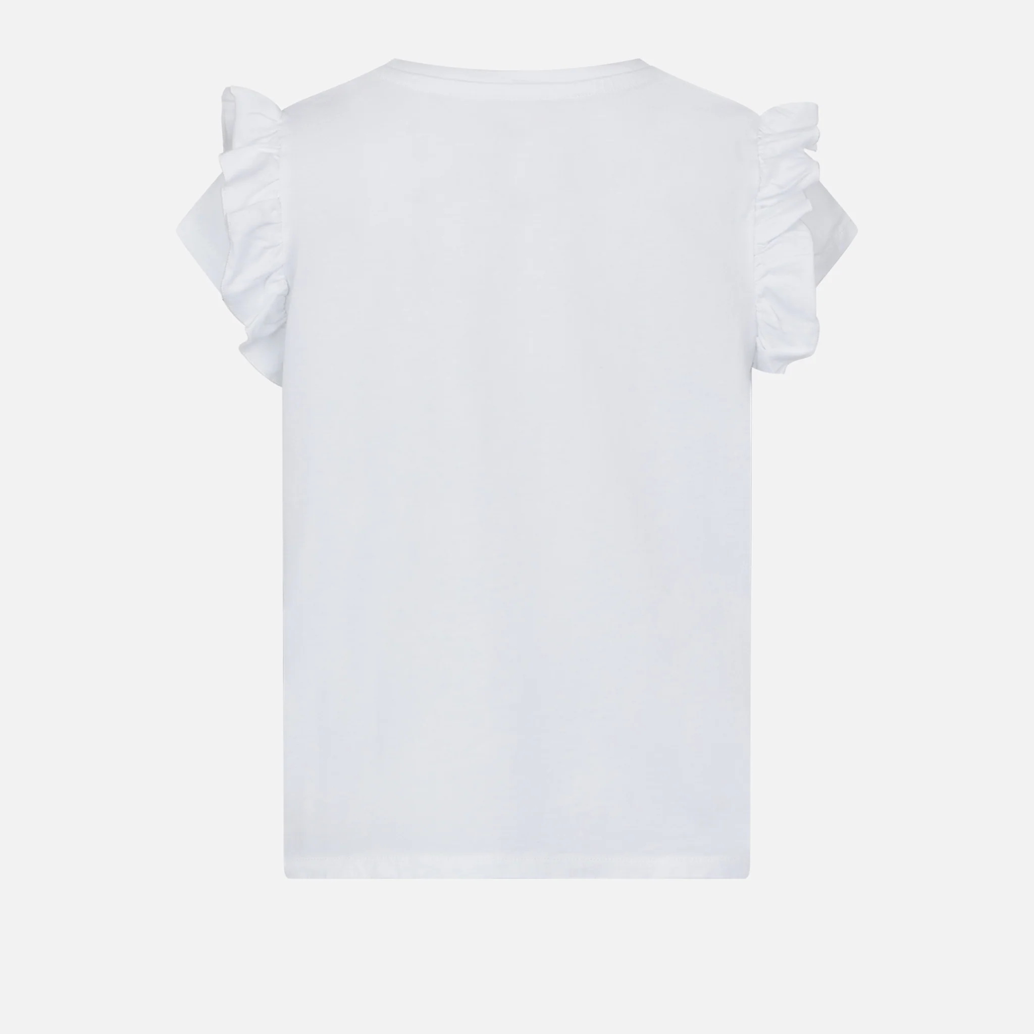 T-shirt da bambina in cotone con balza e ricamo - Image 3