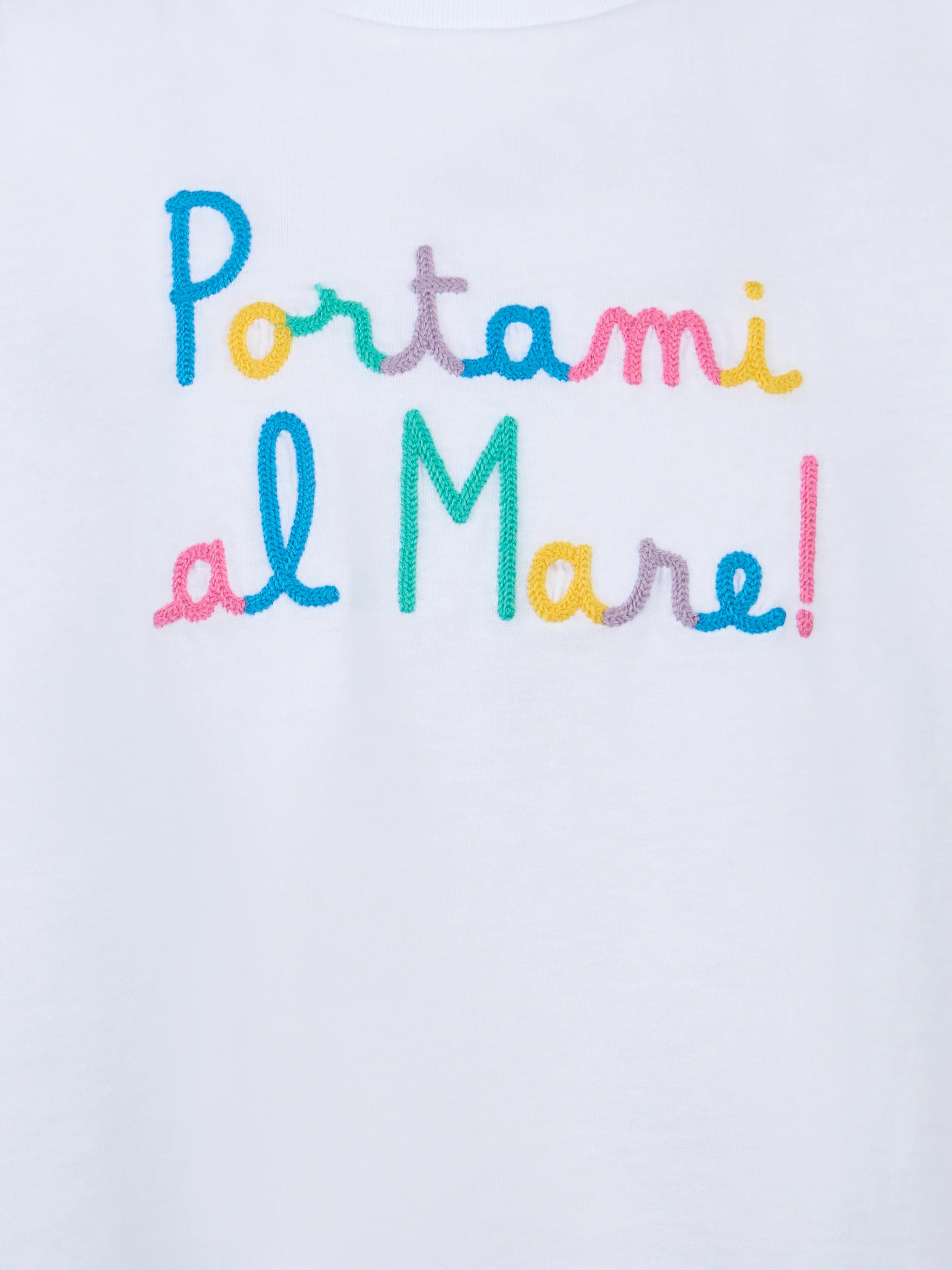 T-shirt da bambina in cotone con balza e ricamo - Image 2