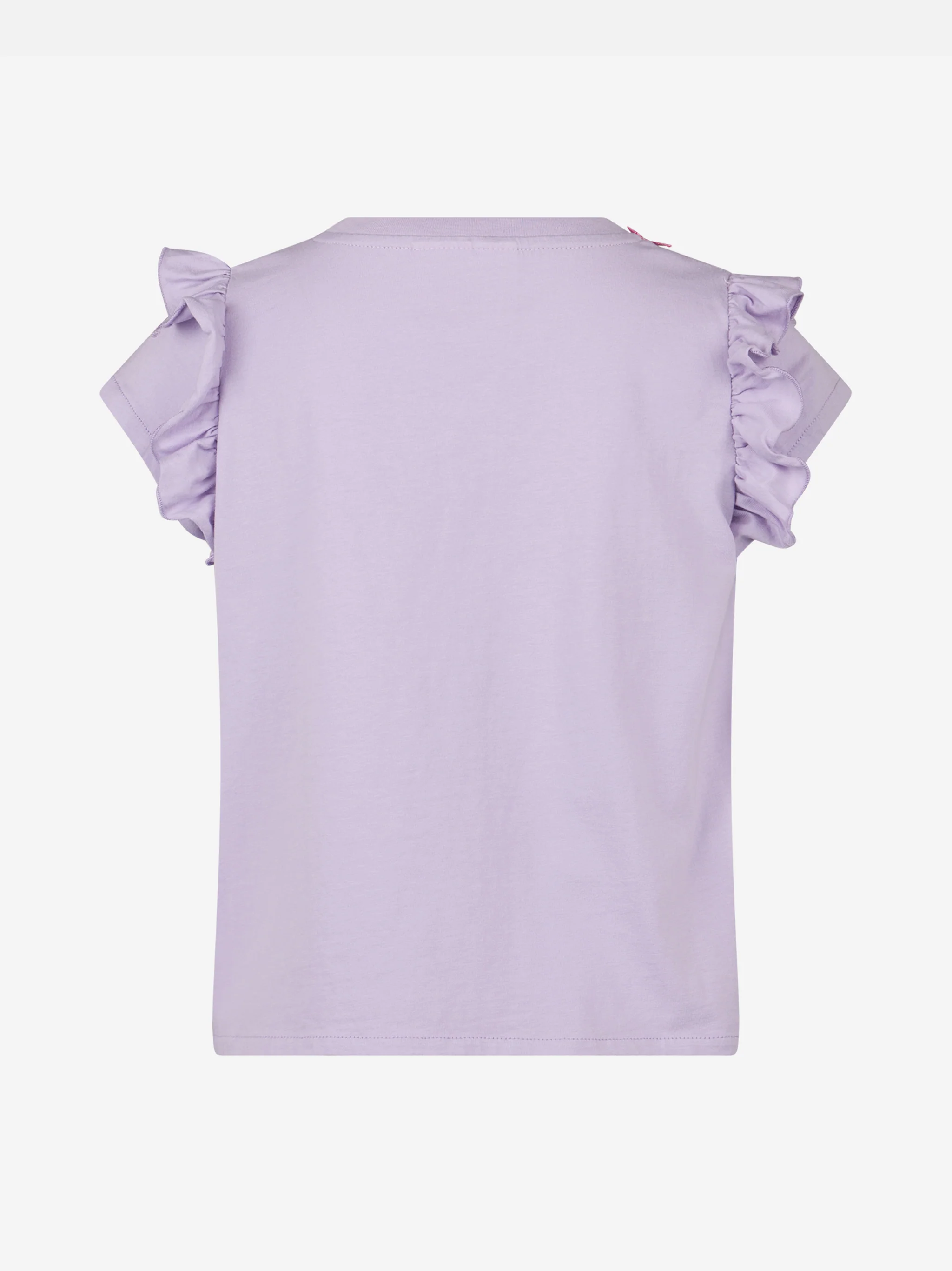 T-shirt da bambina in cotone con balza e ricamo - Image 2