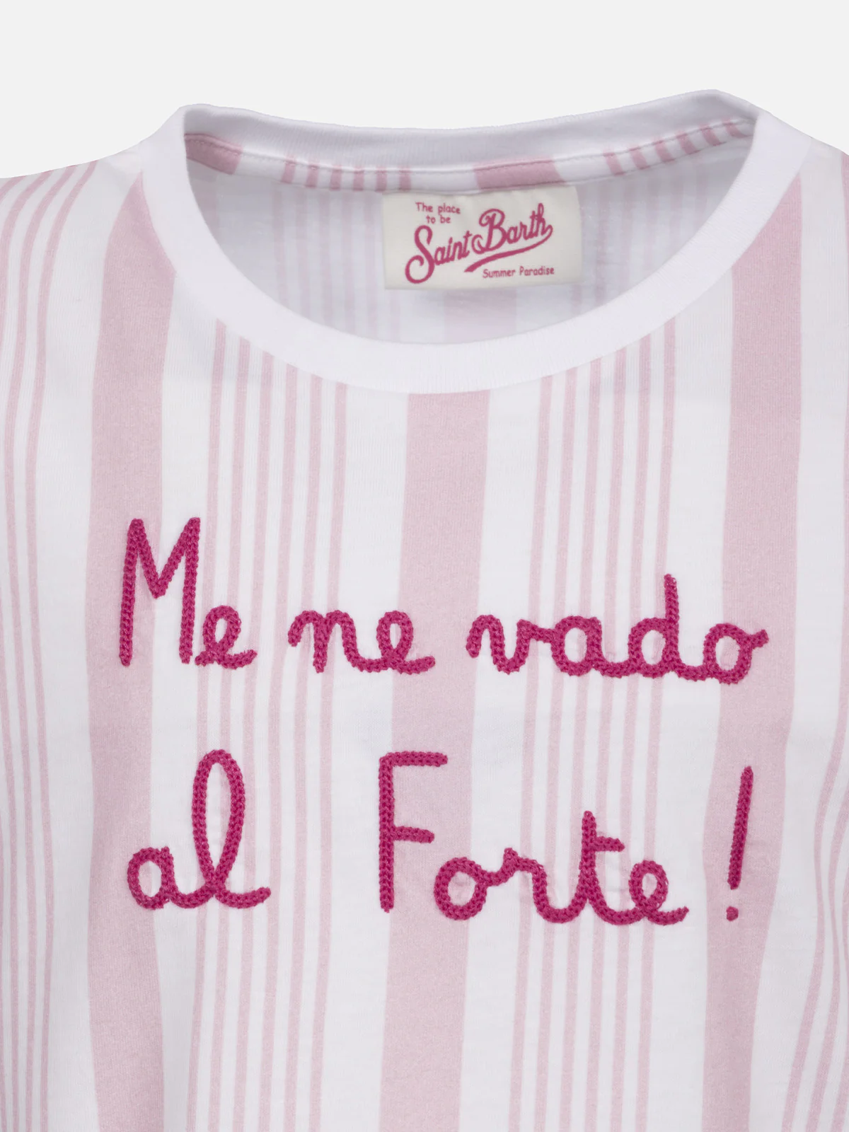 T-shirt da bambina in cotone con balza e ricamo - Image 2