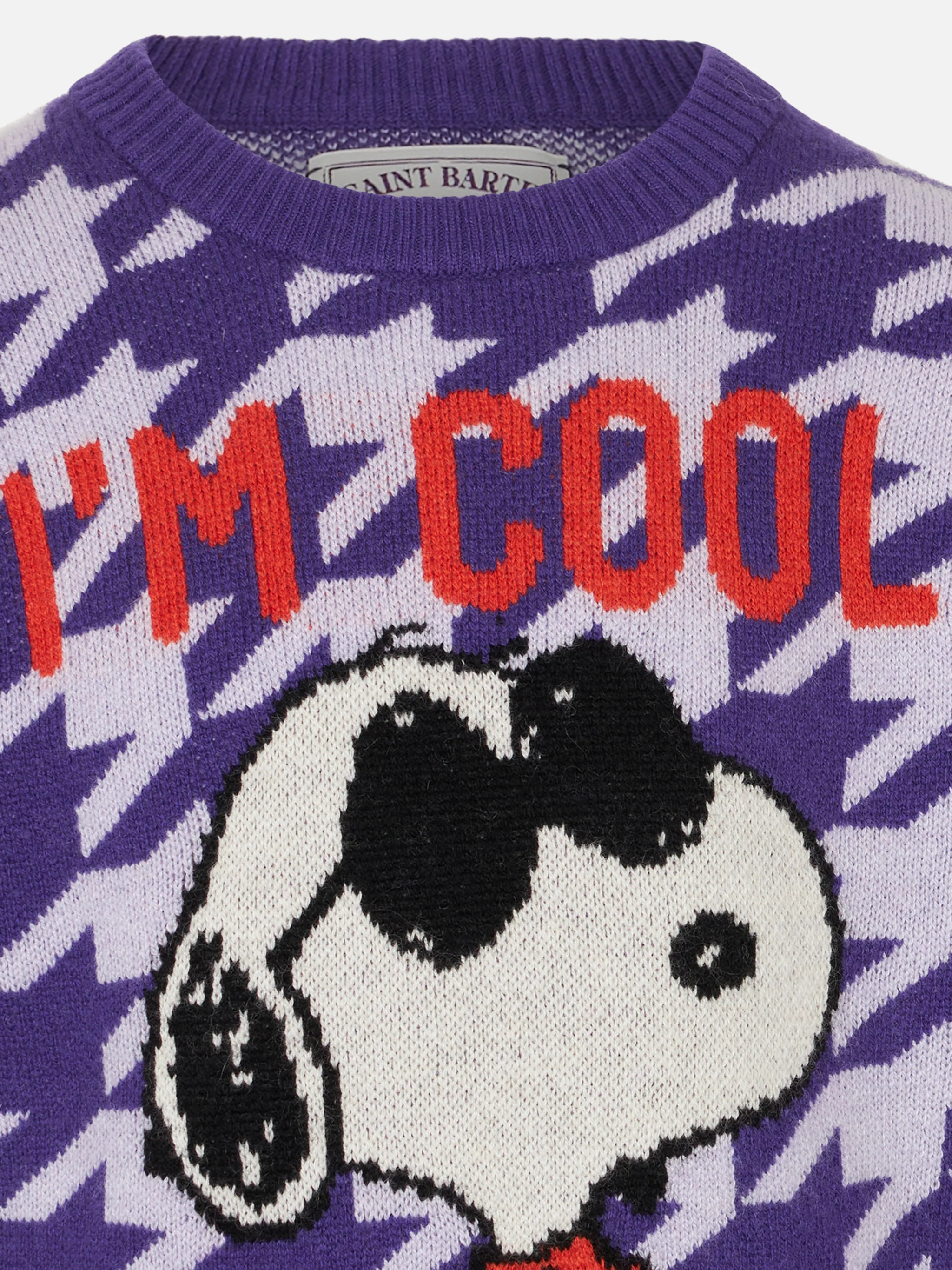 Maglione da bambina girocollo pied de poule con jacquard Snoopy | EDIZIONE SPECIALE SNOOPY PEANUTS™ - Image 2
