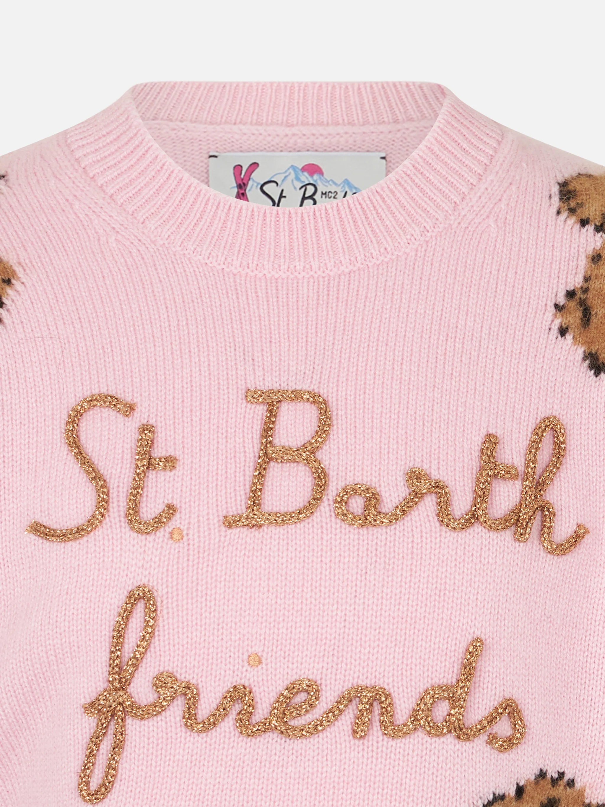 Maglia da bambina girocollo a costine morbide con ricamo St. Barth Friends - Image 2