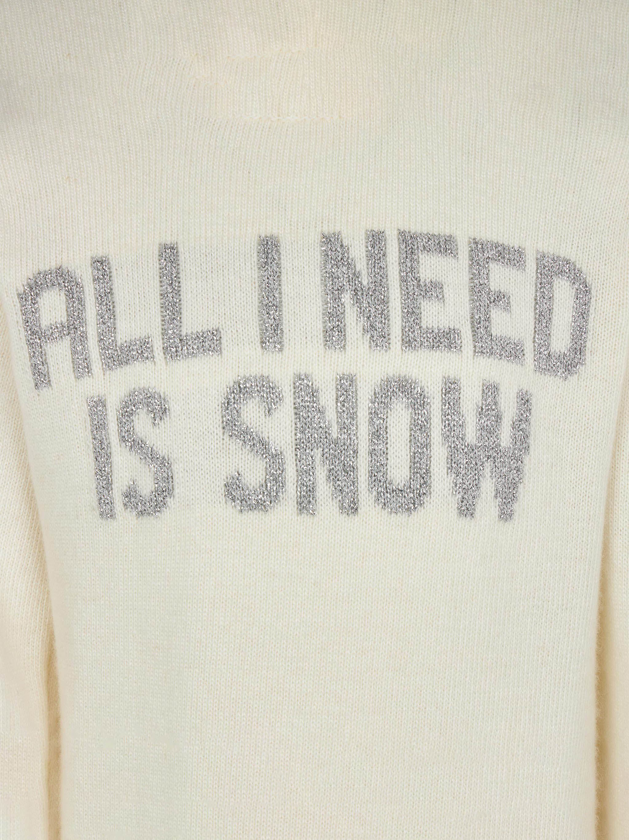 Maglione da bambina girocollo con scritta All I need is snow - Image 3