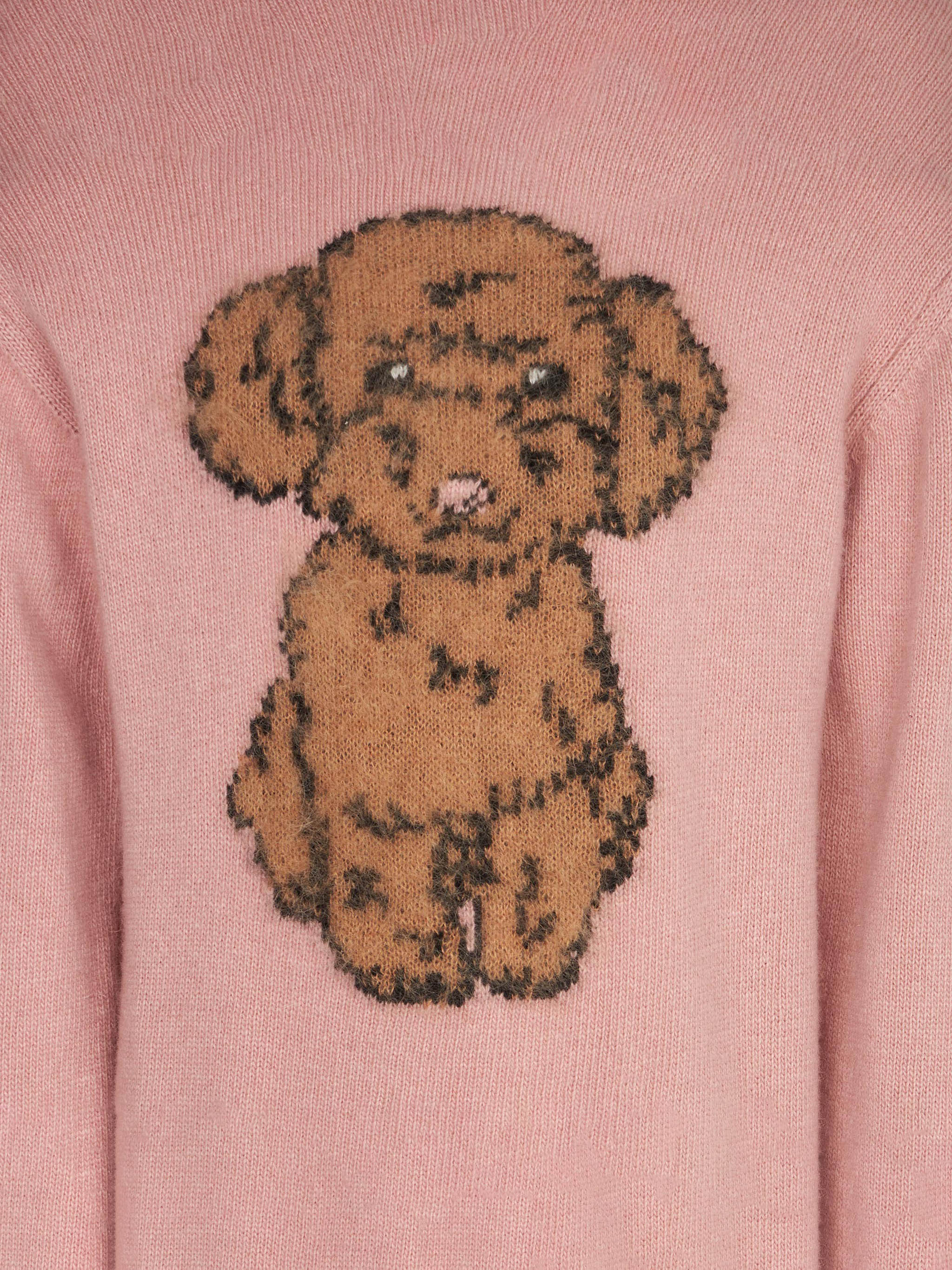 Maglione da bambina girocollo con jacquard cane - Image 3