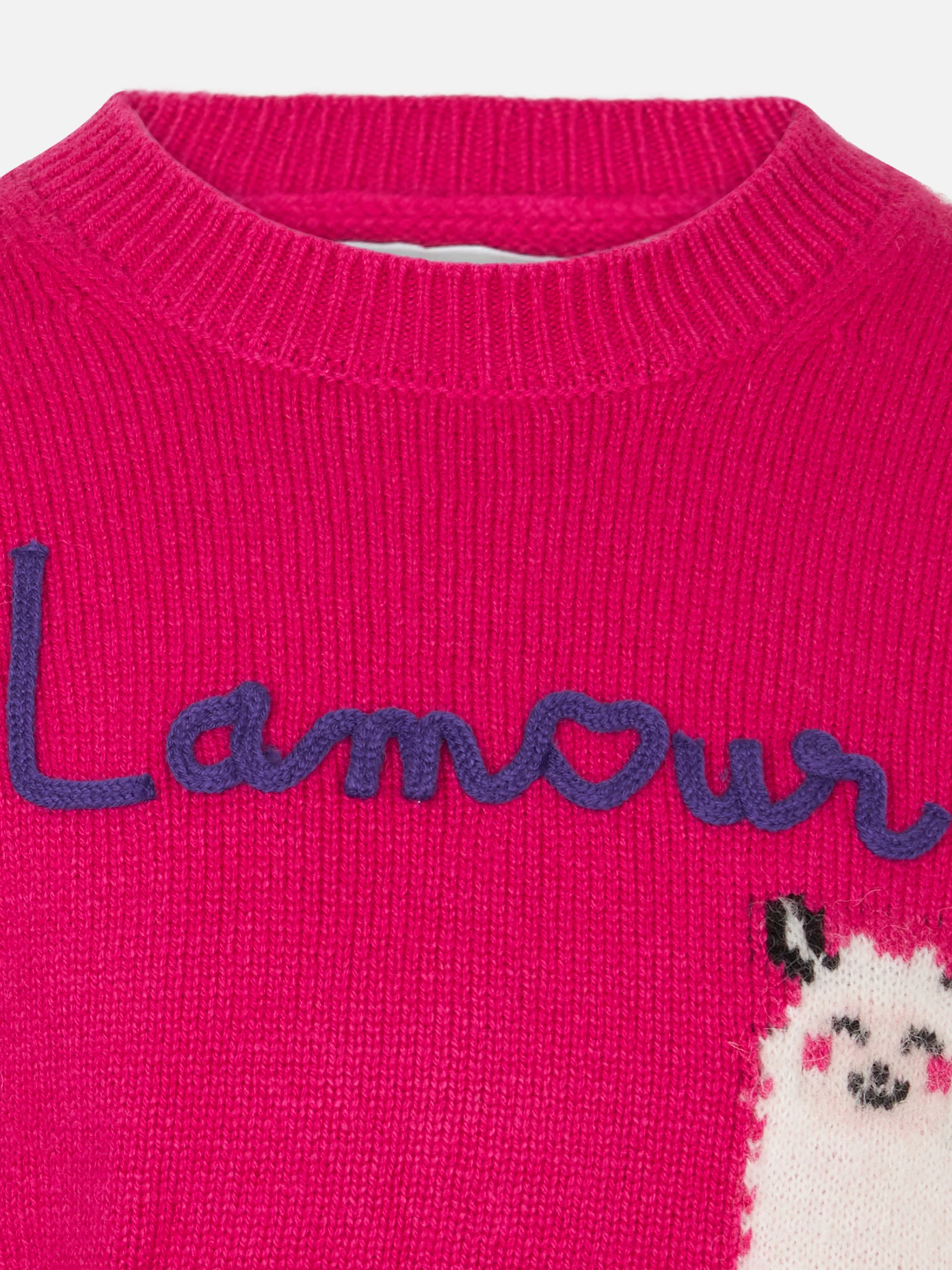 Maglione da bambina a girocollo con ricamo L'Am<3ur - Image 2