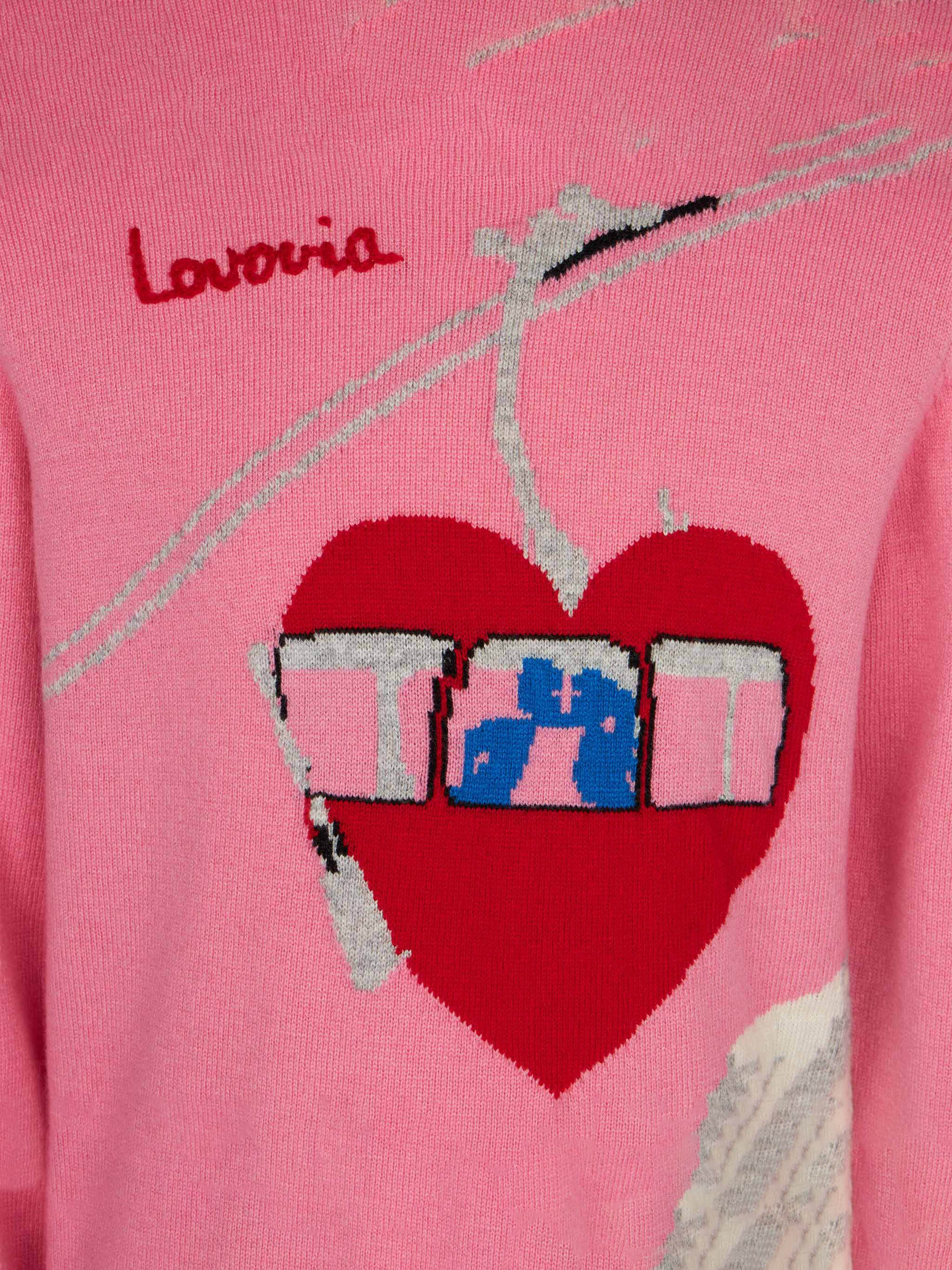 Maglione da bambina girocollo con stampa love - Image 3