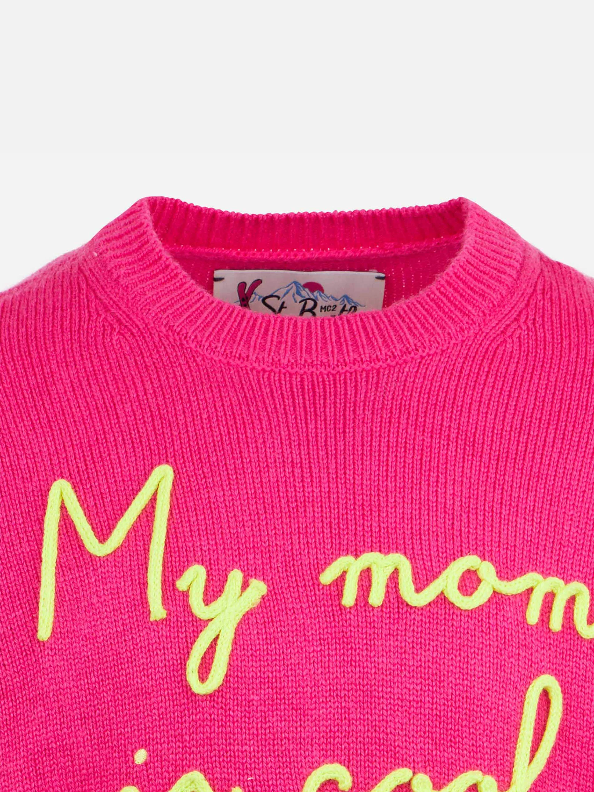 Maglione da bambina girocollo con ricamo My mom is Cool - Image 3