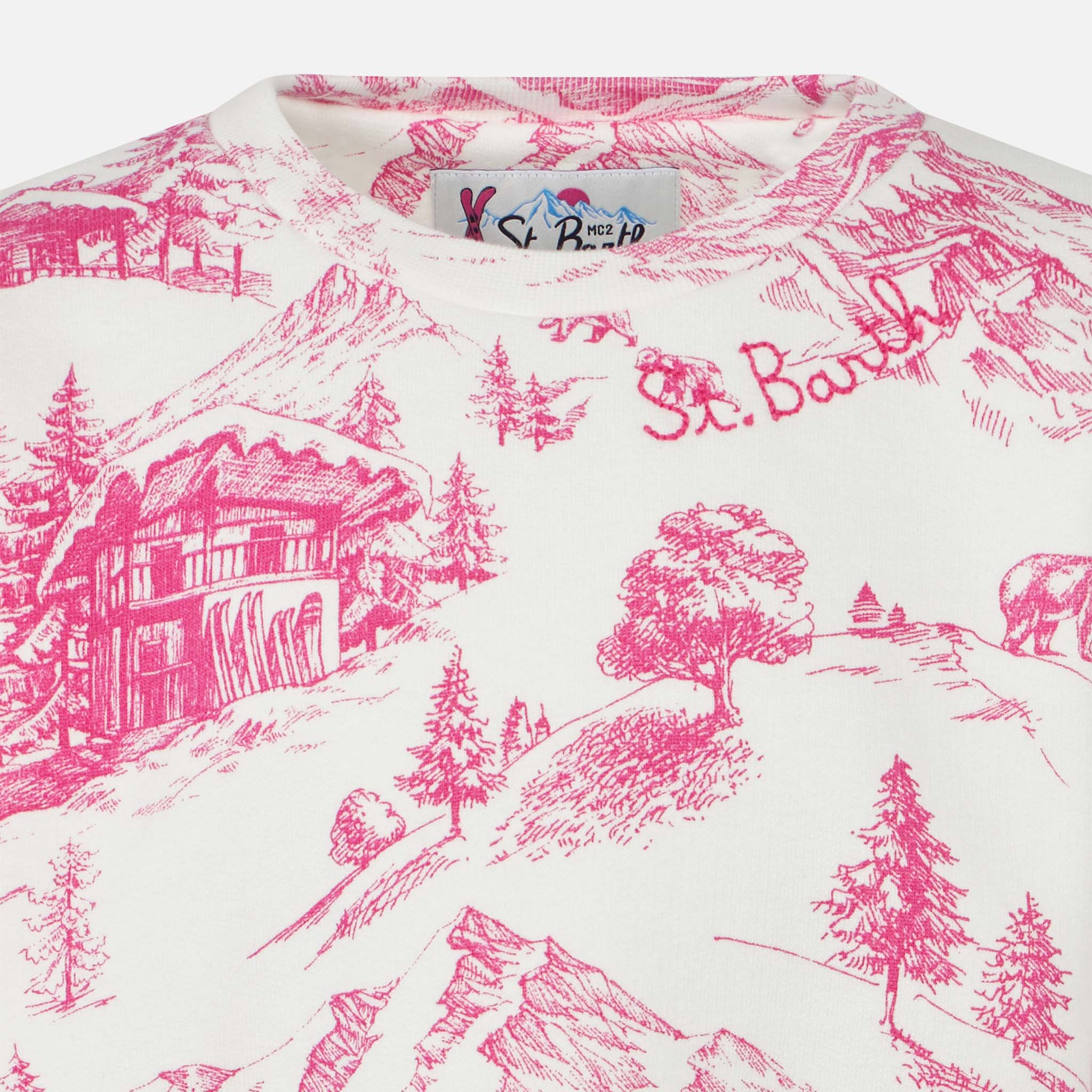 Felpa girocollo da bambina con stampa toile de jouy - Image 3