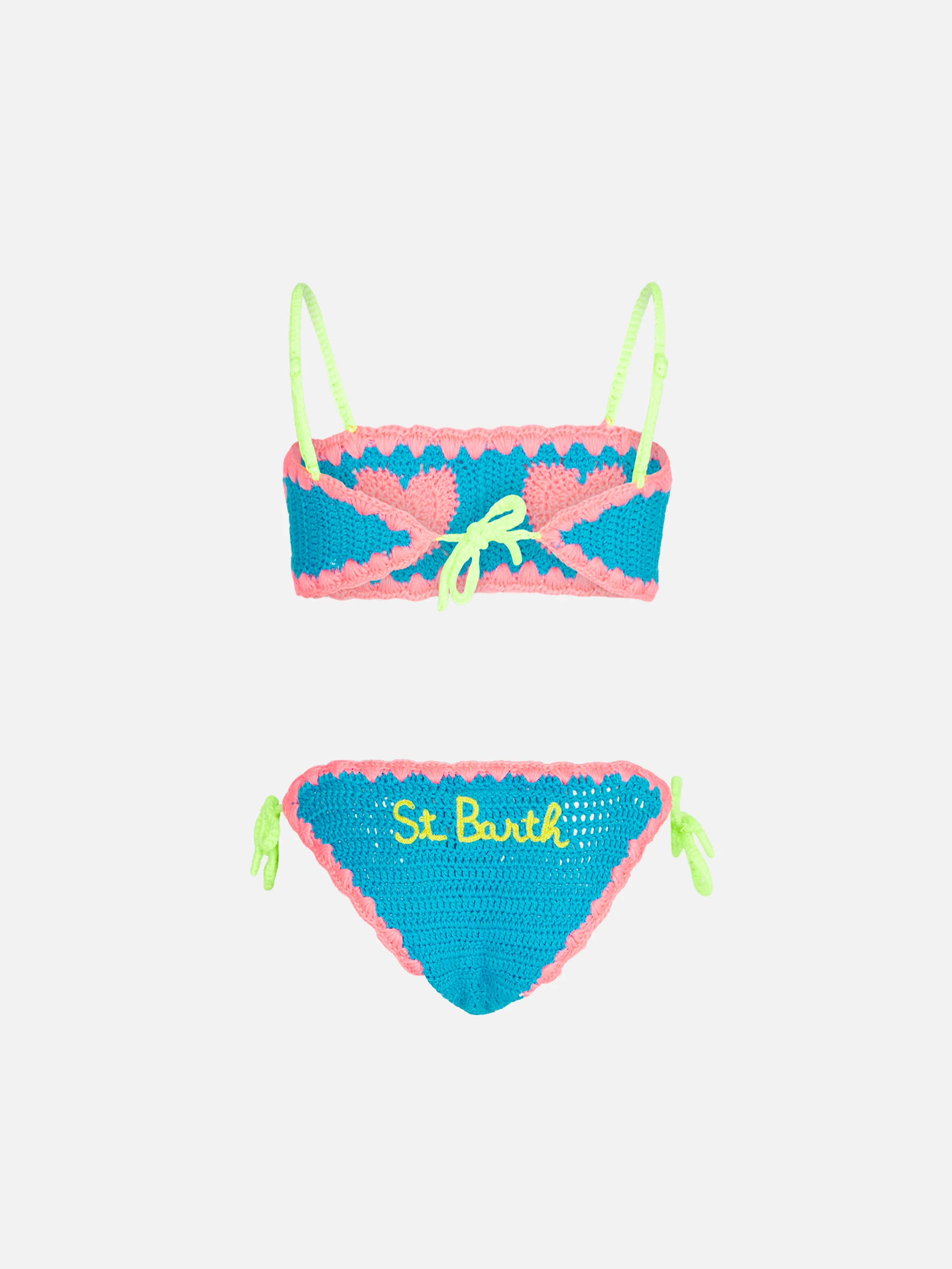 Bikini da bambina a fascia all'uncinetto con cuori - Image 2