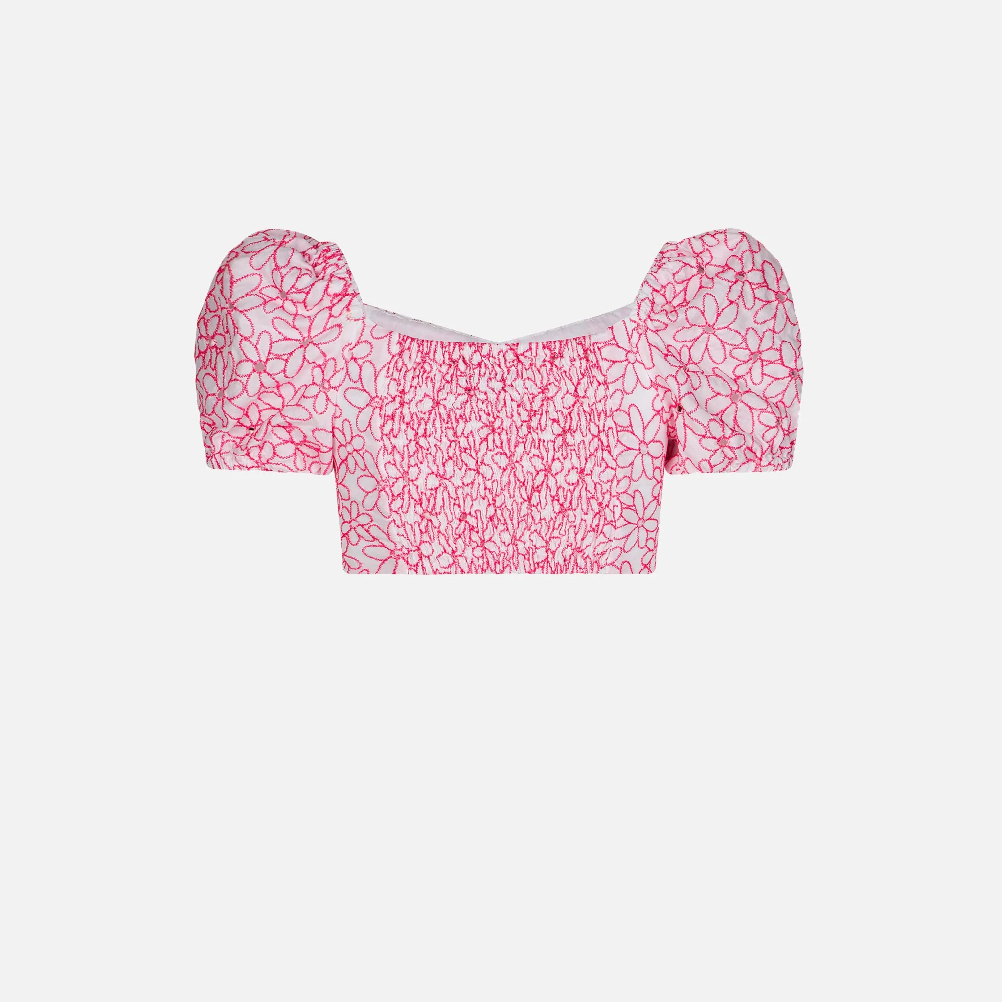 Crop top da bambina con ricamo margherite - Image 2