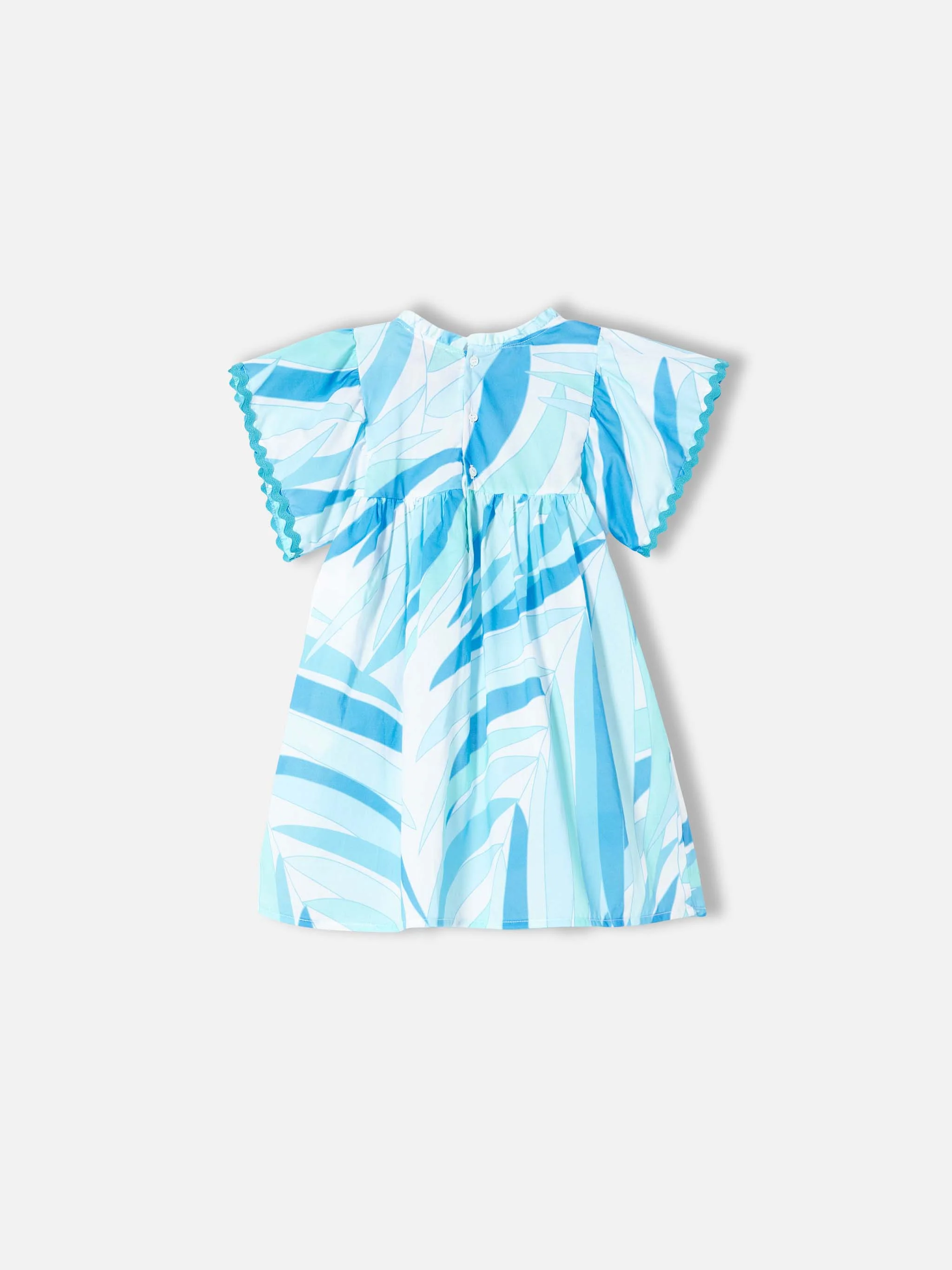 Abito da bambina con stampa palme azzurre - Image 2