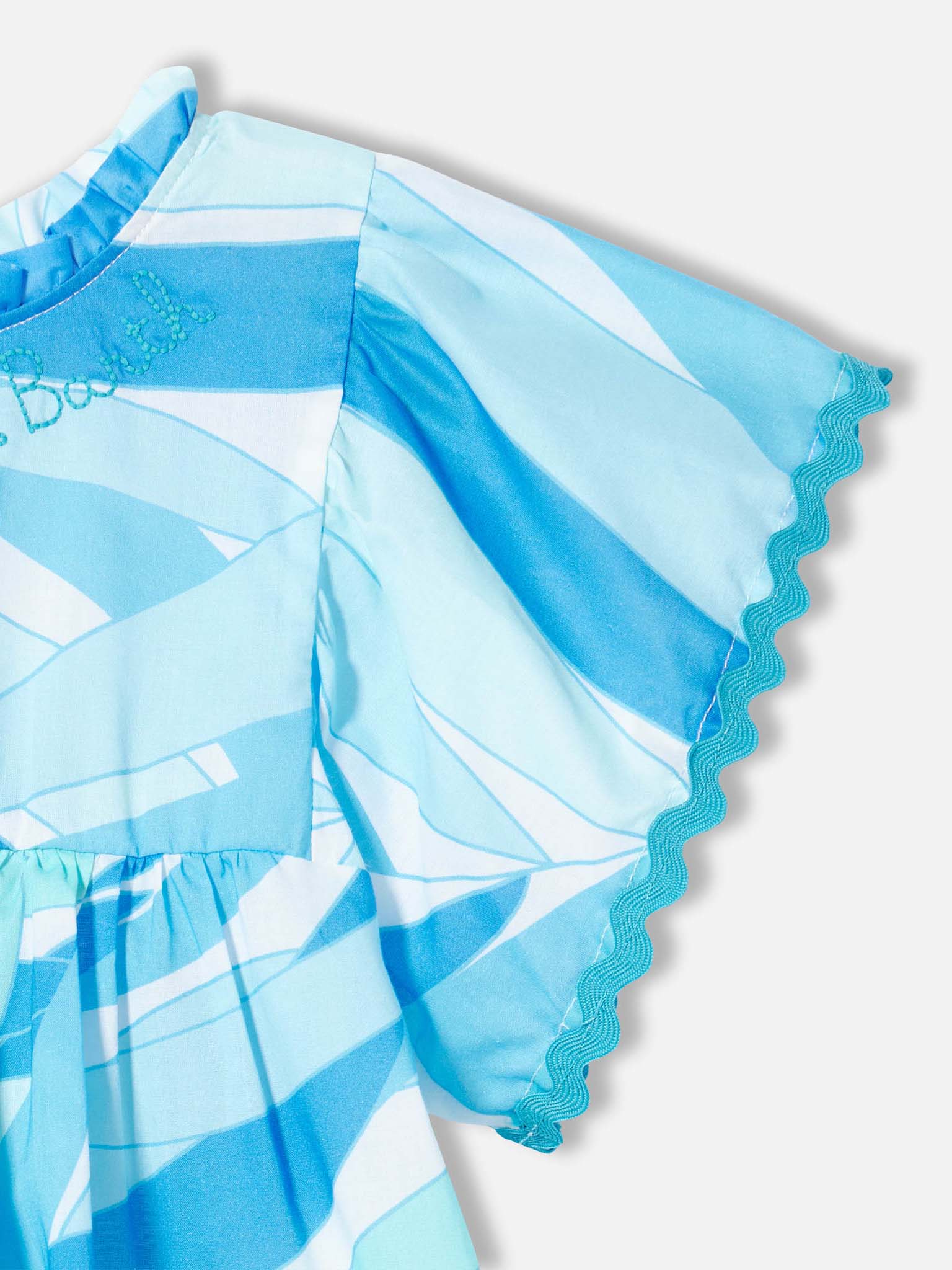 Abito da bambina con stampa palme azzurre - Image 3