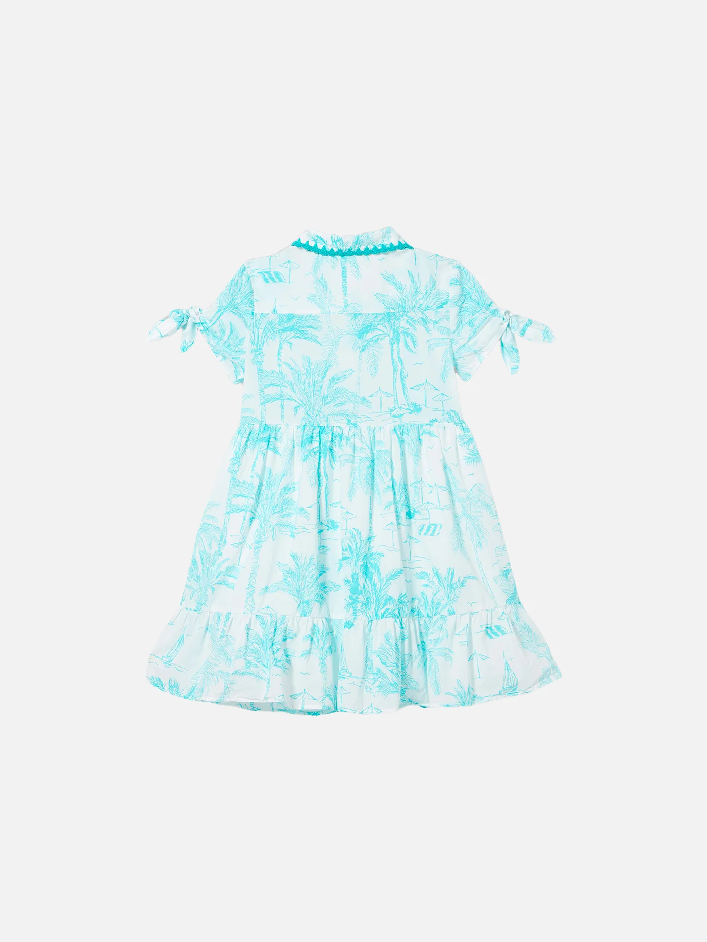 Abito da bambina con fantasia toile de jouy verde acqua - Image 2