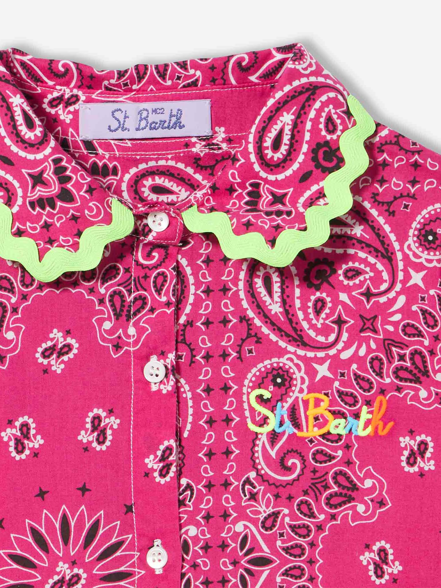 Abito fucsia da bambina con fantasia bandana - Image 2
