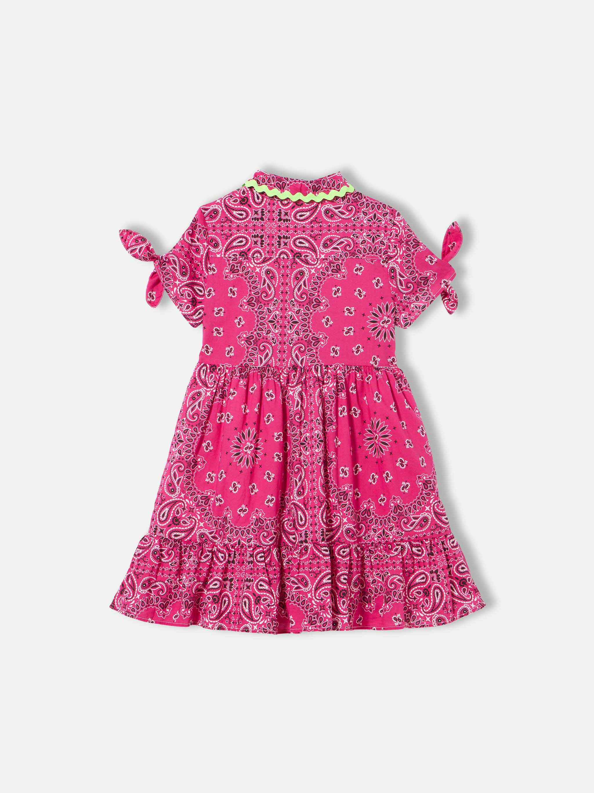 Abito fucsia da bambina con fantasia bandana - Image 3