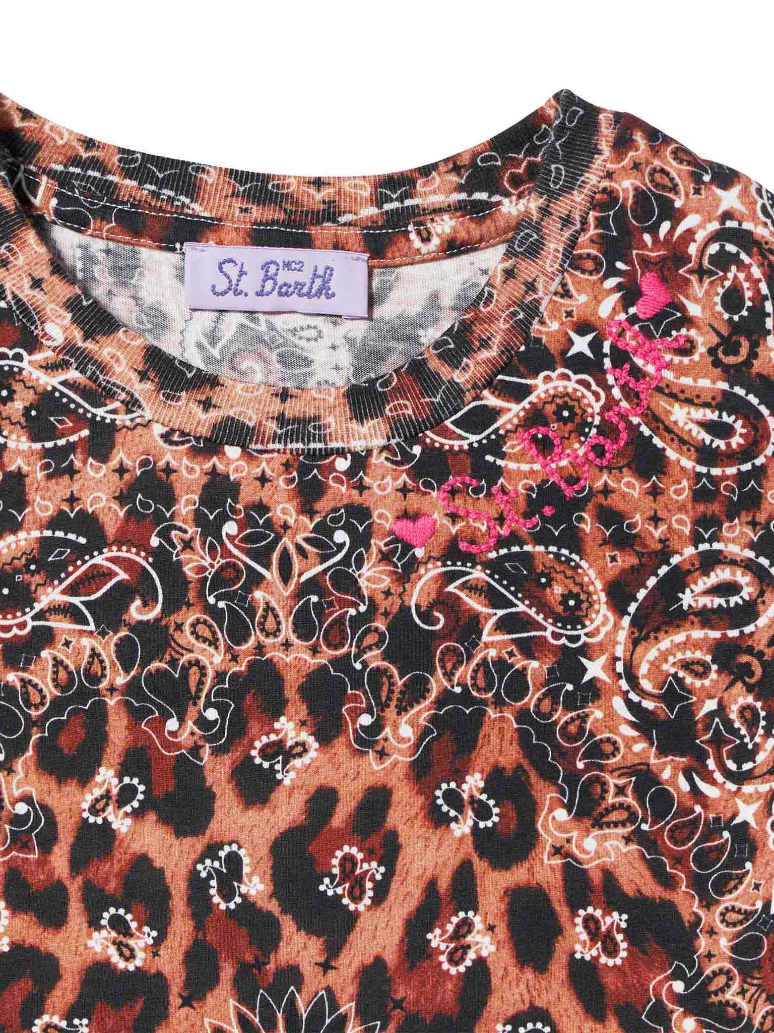 Abito da bambina in cotone leopardato con frange - Image 3