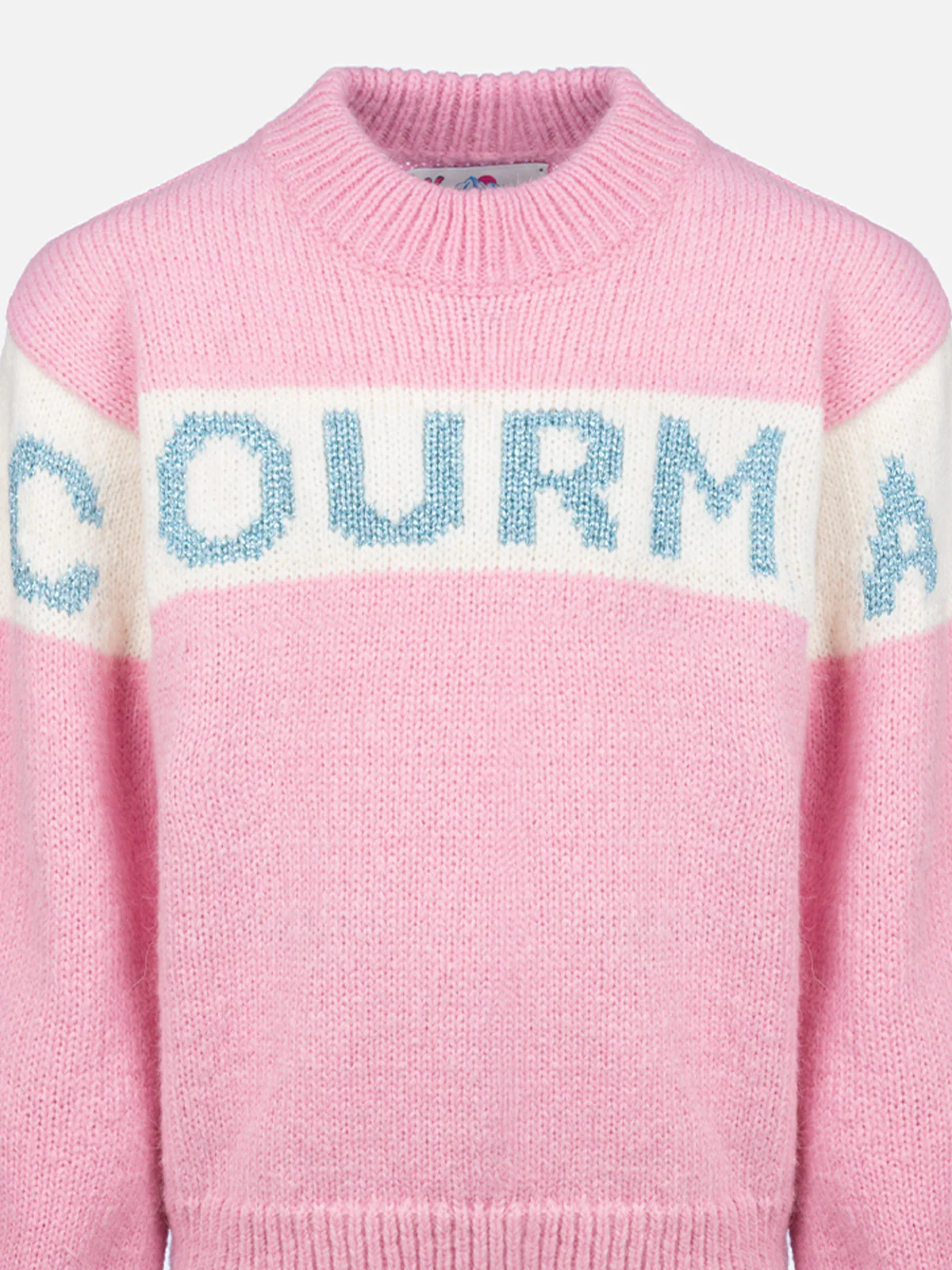 Maglione girocollo rosa Danya con logo Courma in lurex - Image 3