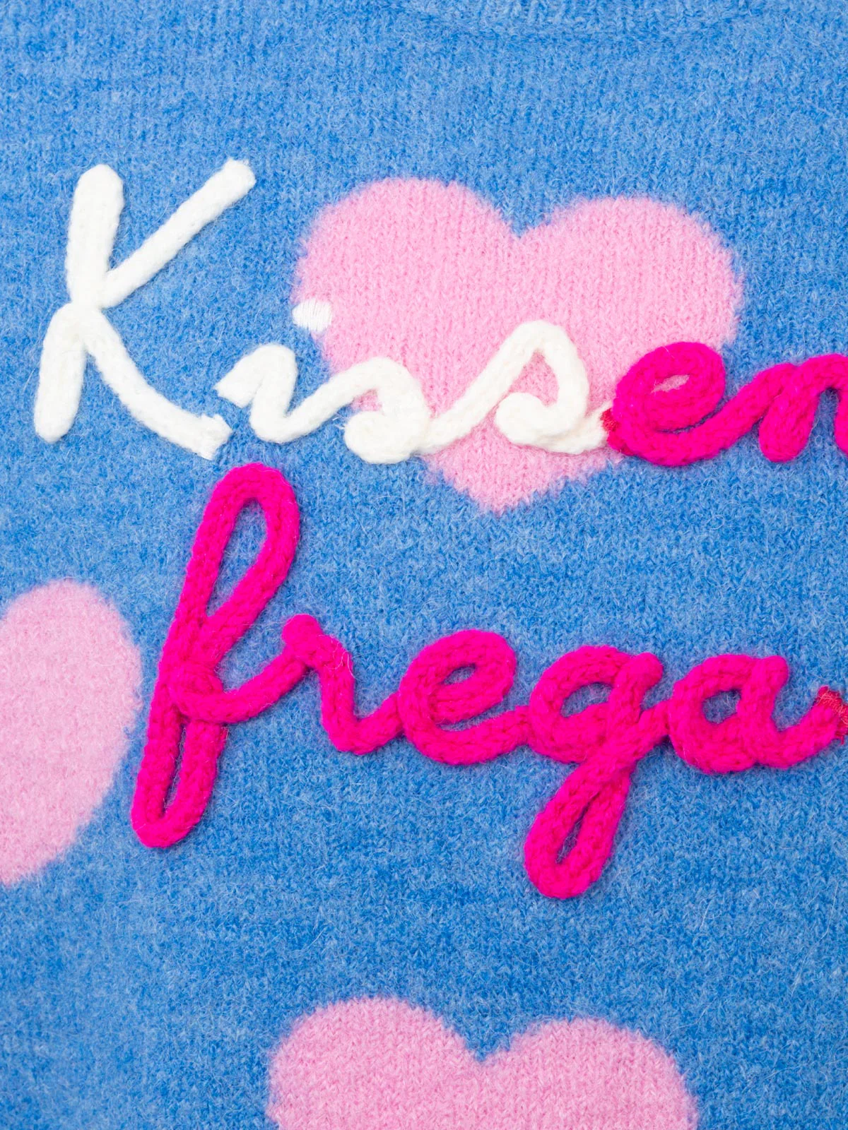 Maglione girocollo azzurro chiaro da bambina Princess con ricamo Kissene frega - Image 2