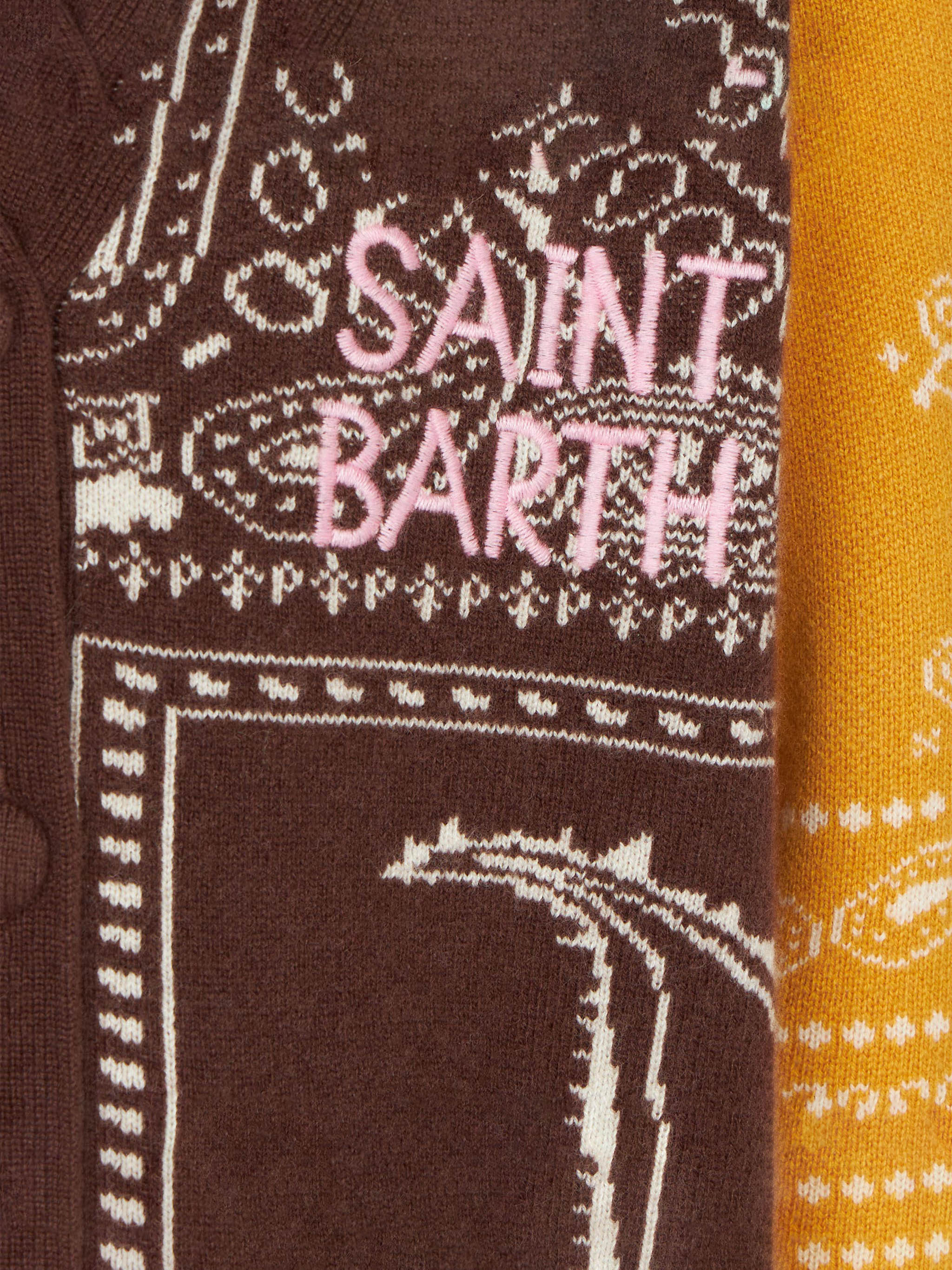 Cardigan lungo da bambina con stampa bandana - Image 3