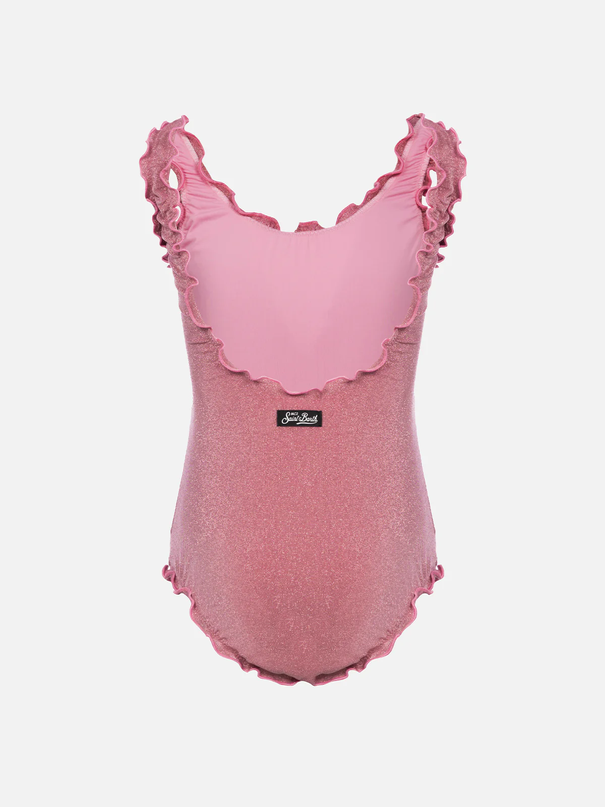 Costume intero da bambina lurex Clio con balza a contrasto - Image 2