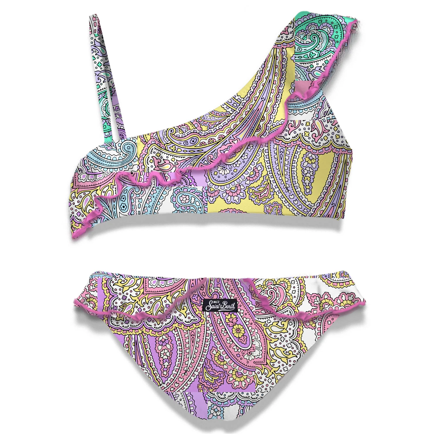 Bikini da bambina monospalla con volant - Image 2