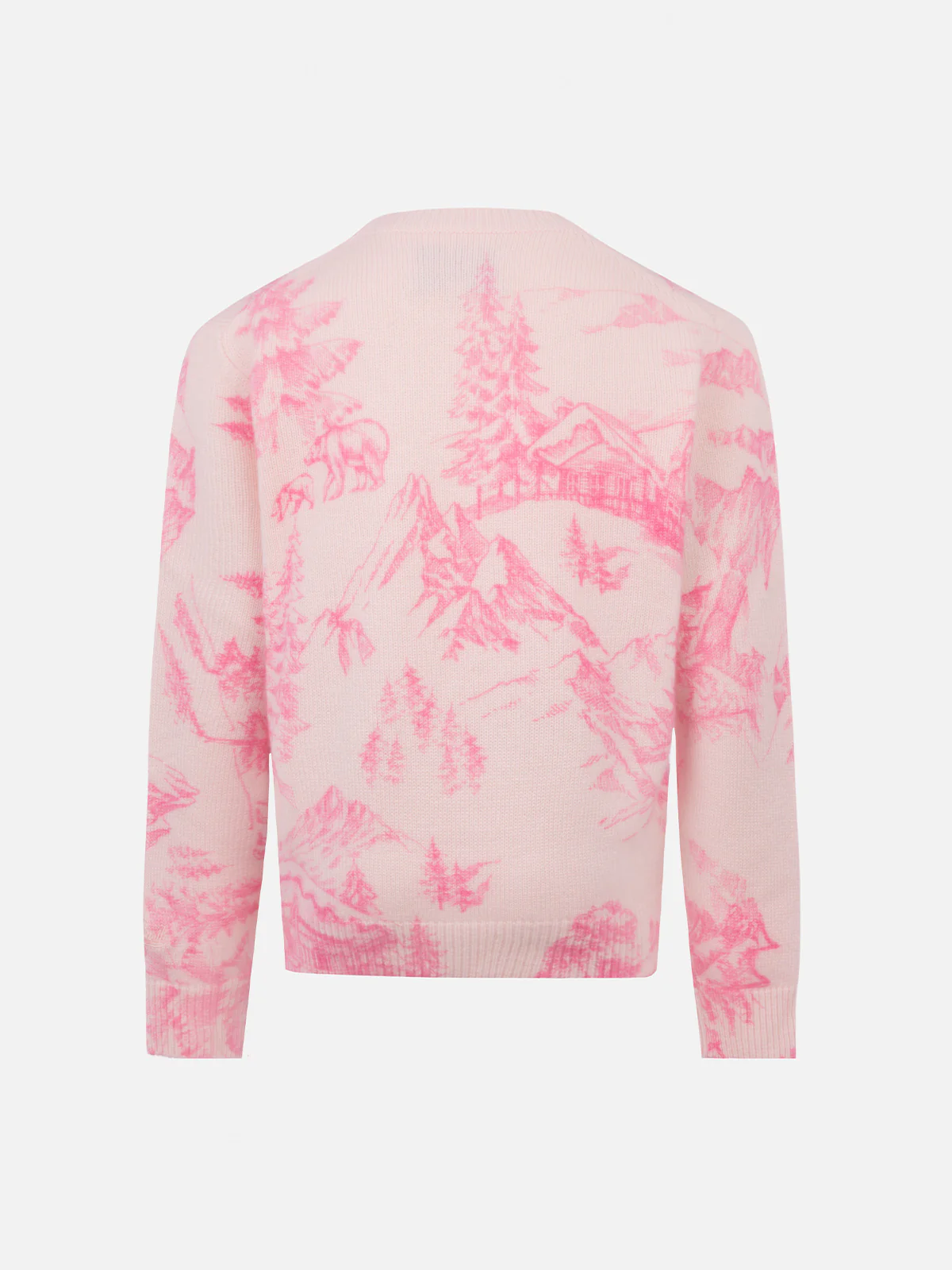 Maglione girocollo rosa da bambina Princess con stampa toile de jouy e ricamo Snow Princess - Image 2