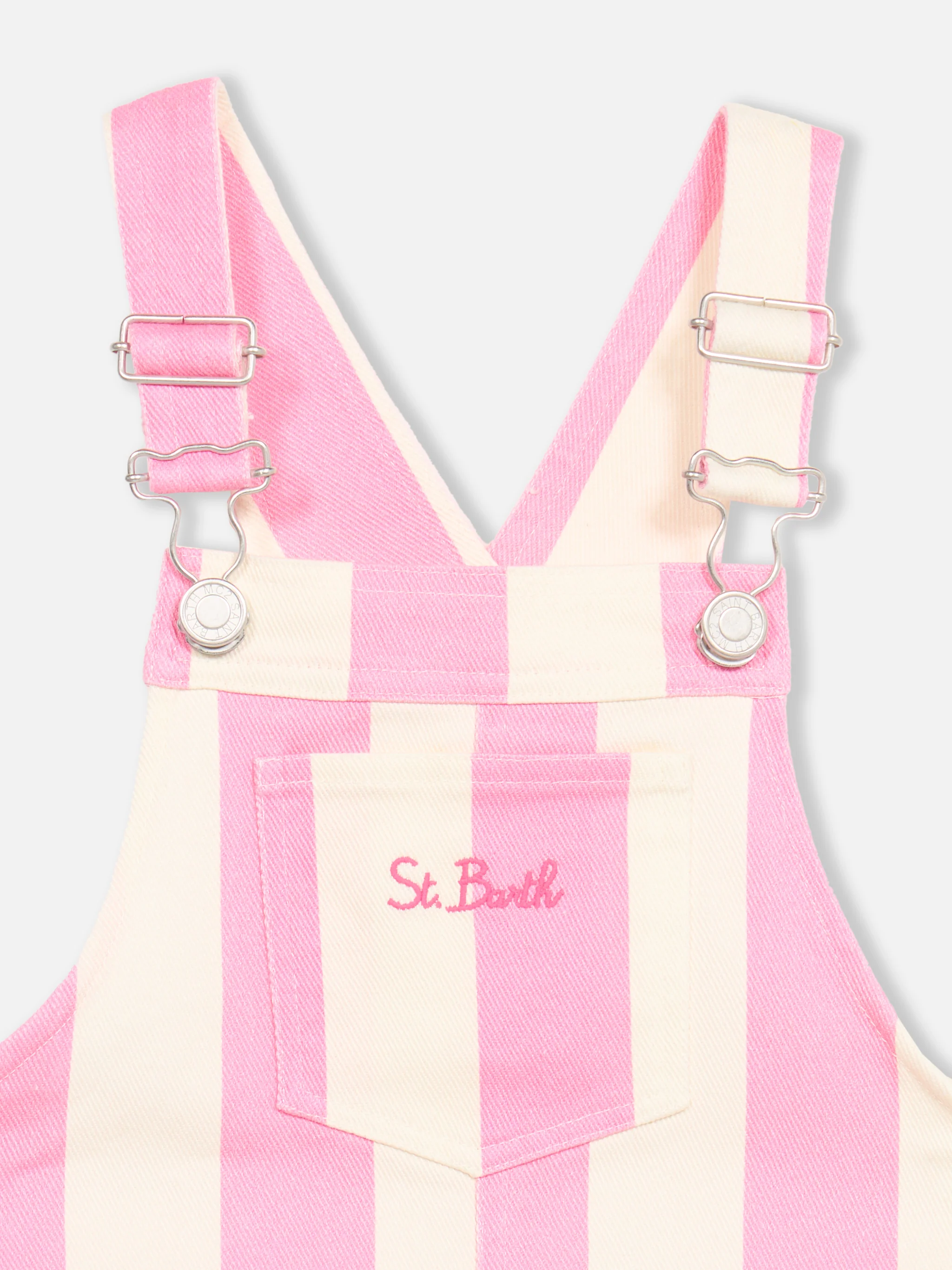 Salopette in denim a righe rosa da bambina Tecla Jr - Image 3