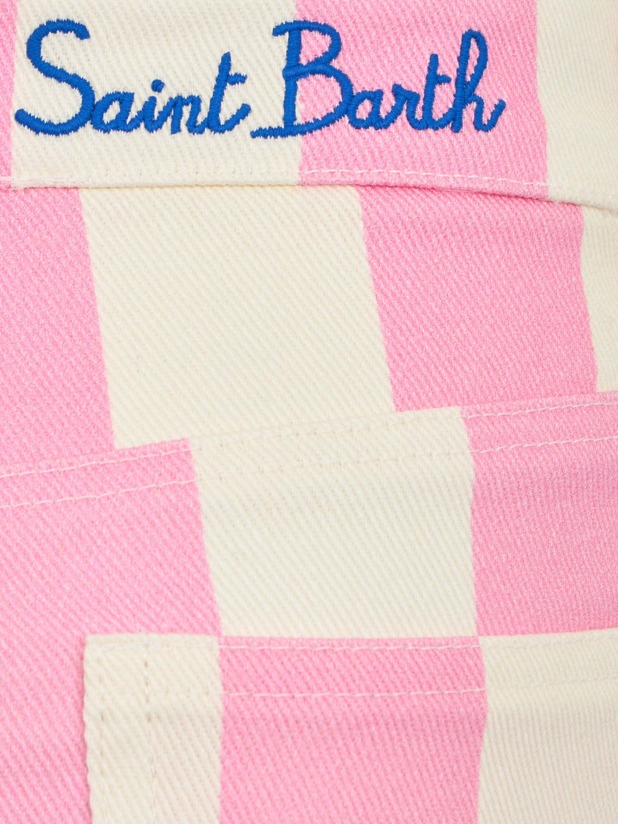 Bermuda Cancun in denim stampa a righe rosa da bambina - Image 3