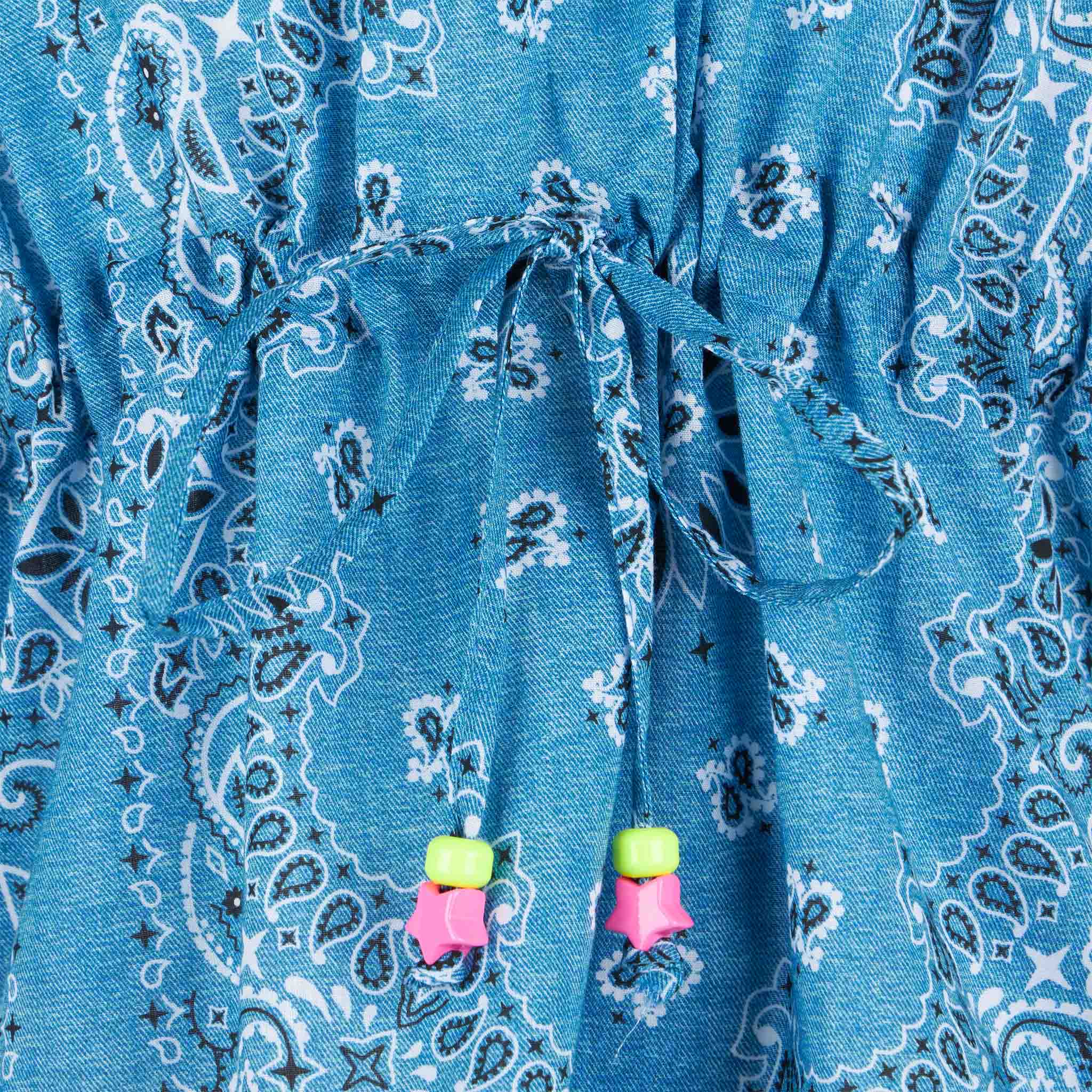 Poncho da bambina con stampa bandana azzurra - Image 3