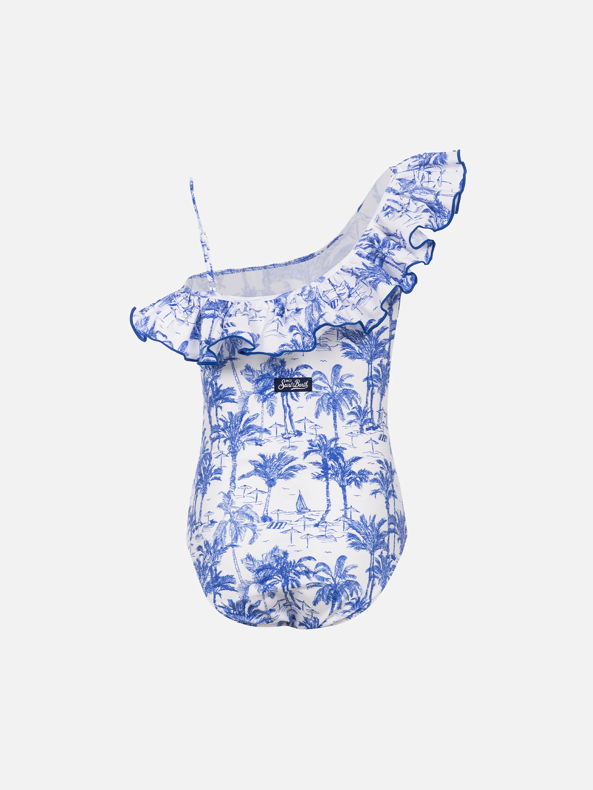 Costume intero Carin con volant e stampa toile de jouy da bambina - Image 2