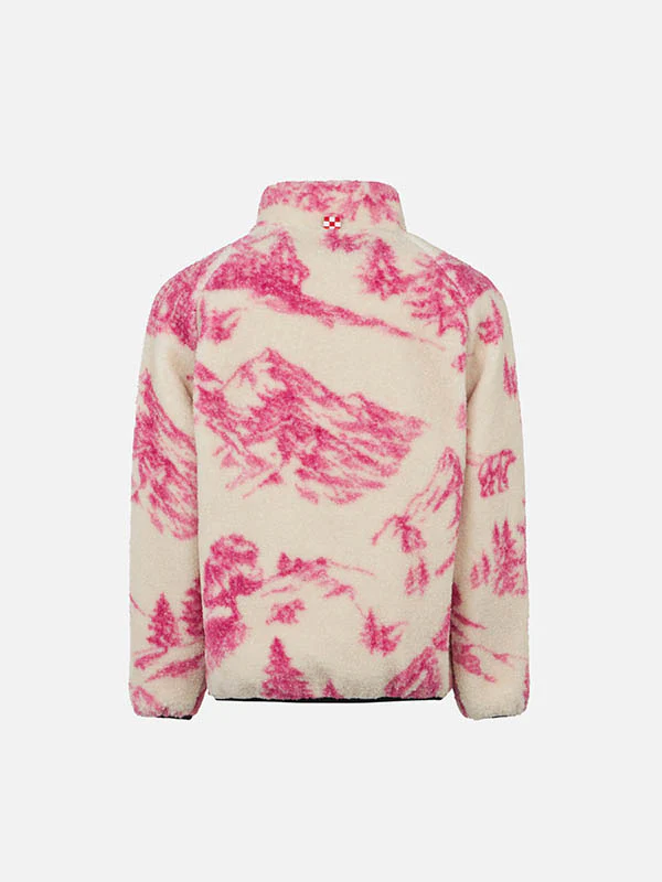 Giubbotto sherpa da bambina con stampa toile de jouy - Image 2
