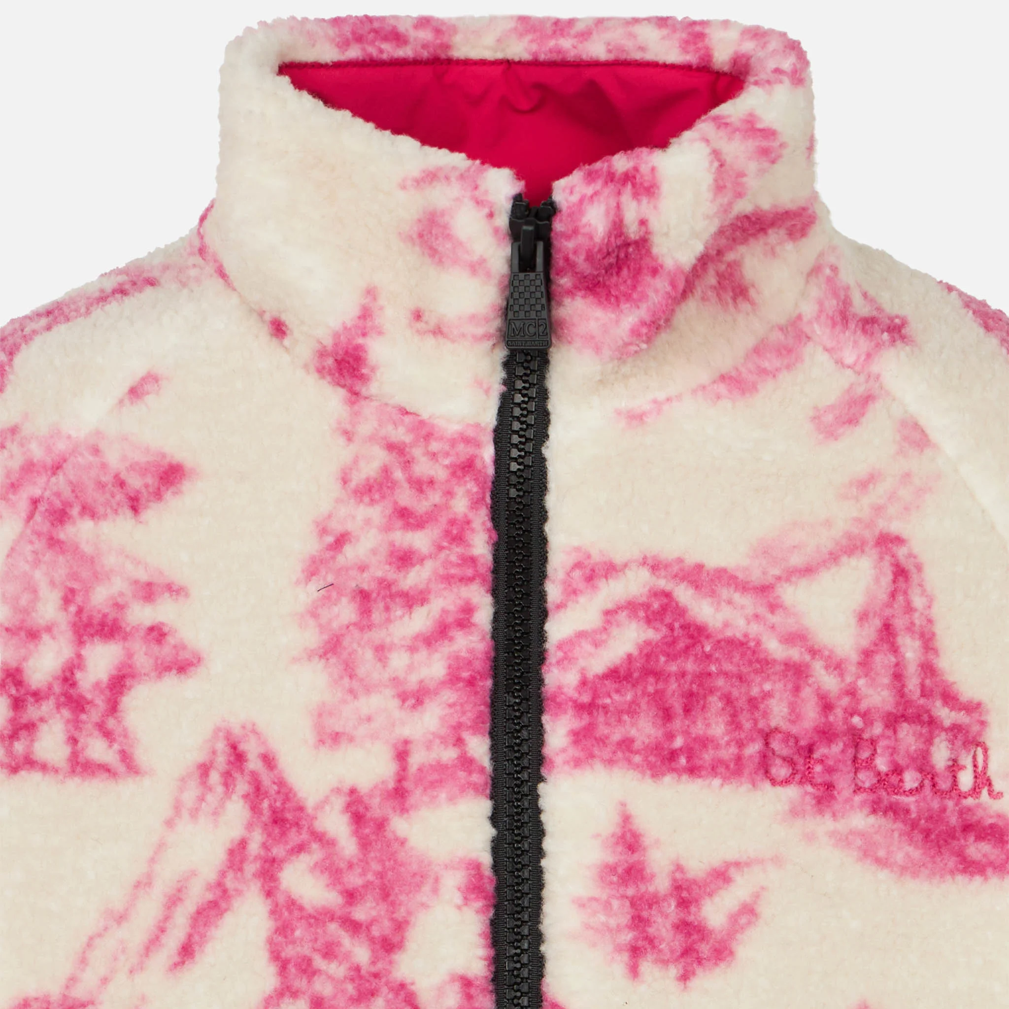 Giubbotto sherpa da bambina con stampa toile de jouy - Image 3