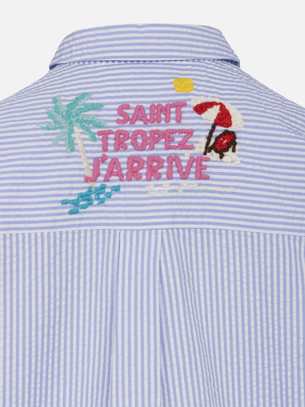 Camicia over da bambina in seersucker con stampa rigata Mini Brigitte - Image 3