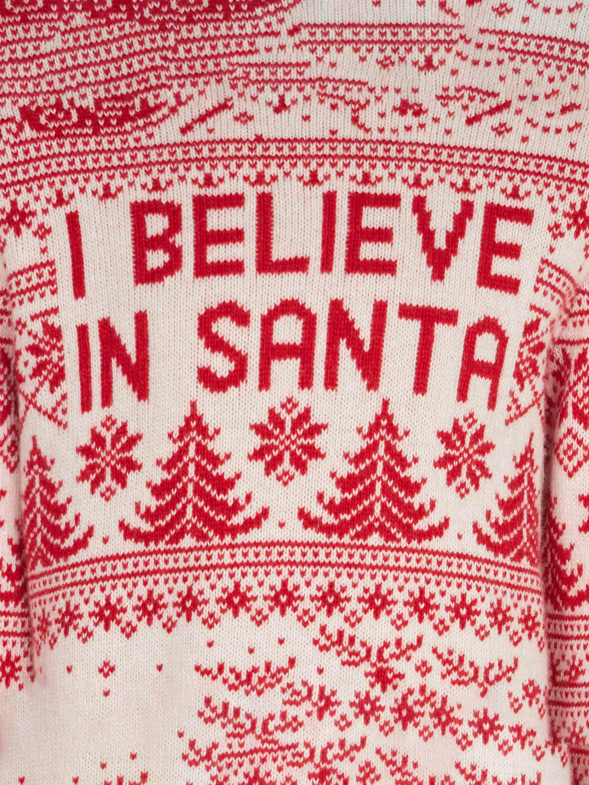 Maglione da bambina con stampa jacquard I believe in Santa - Image 3