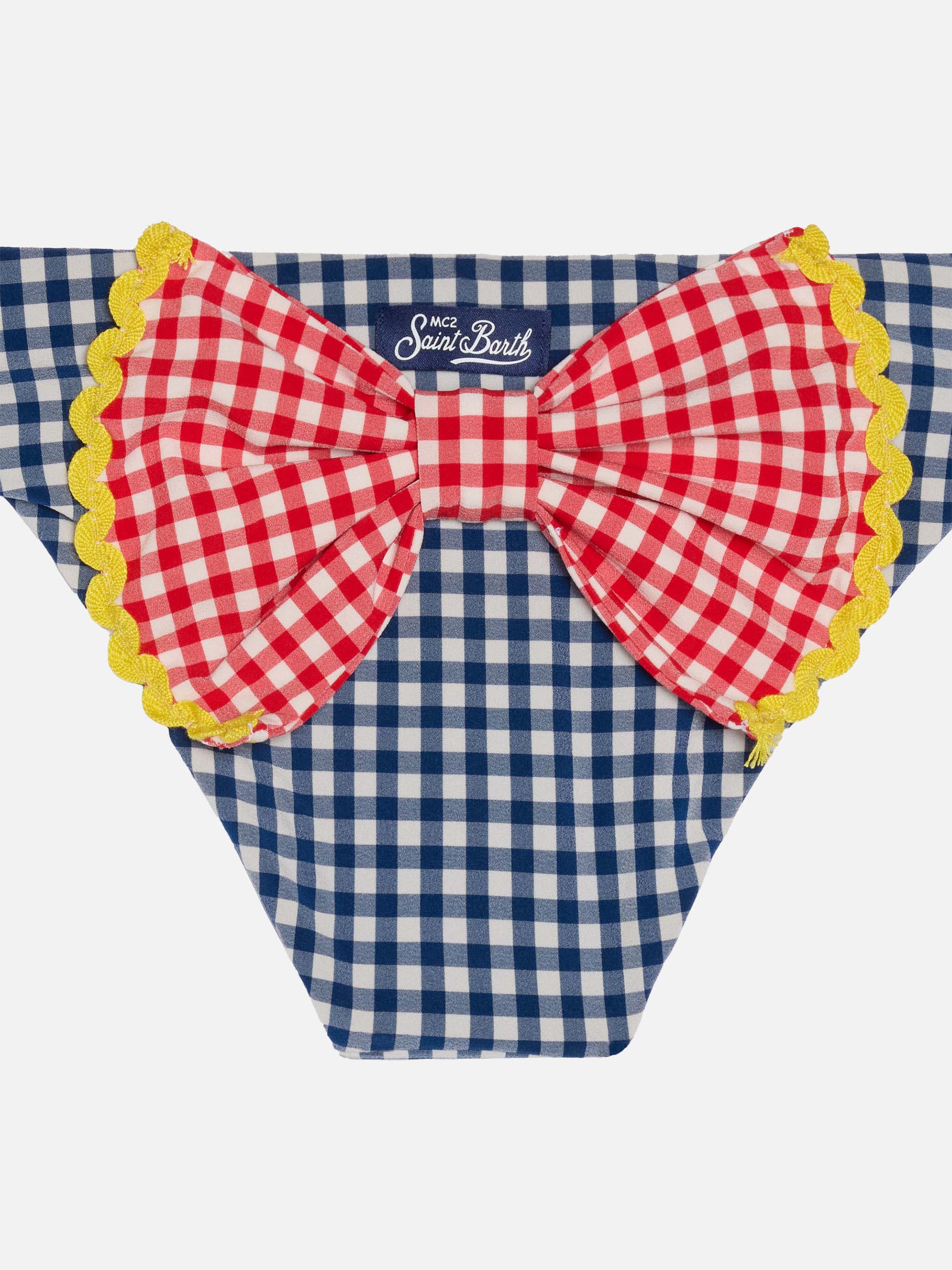 Slip da bagno da bambina con stampa vichy - Image 3