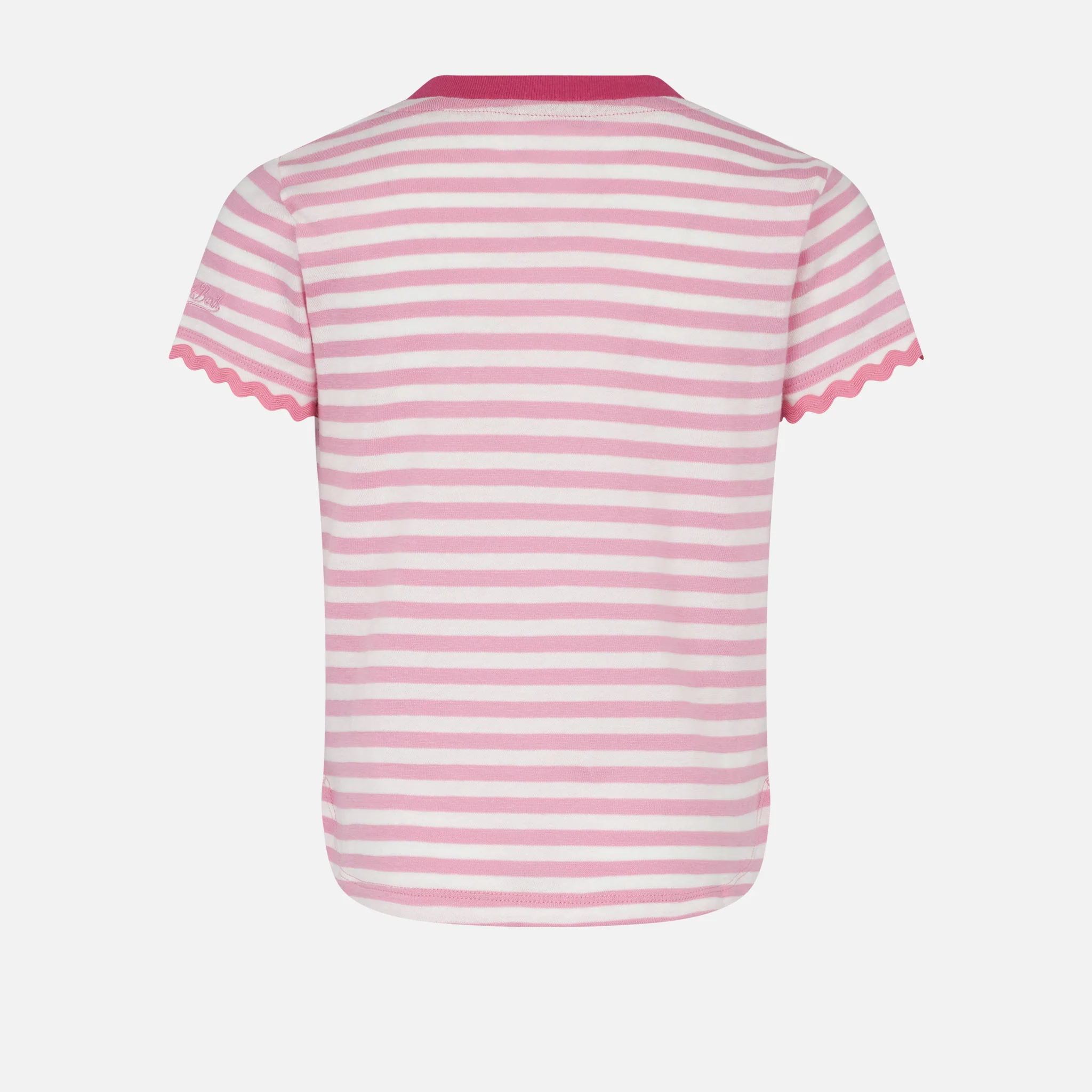 T-shirt da bambina con righe e ricamo - Image 3