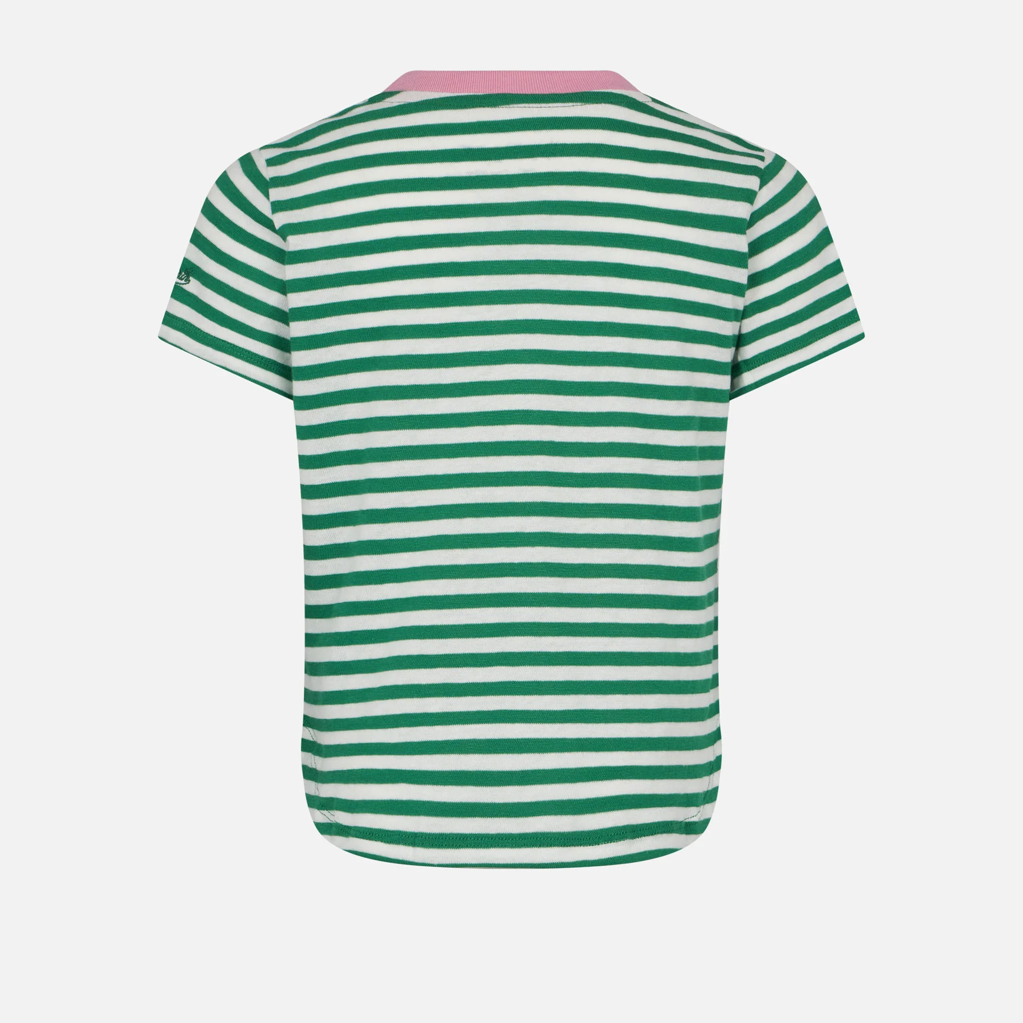T-shirt da bambina con righe e ricamo - Image 3