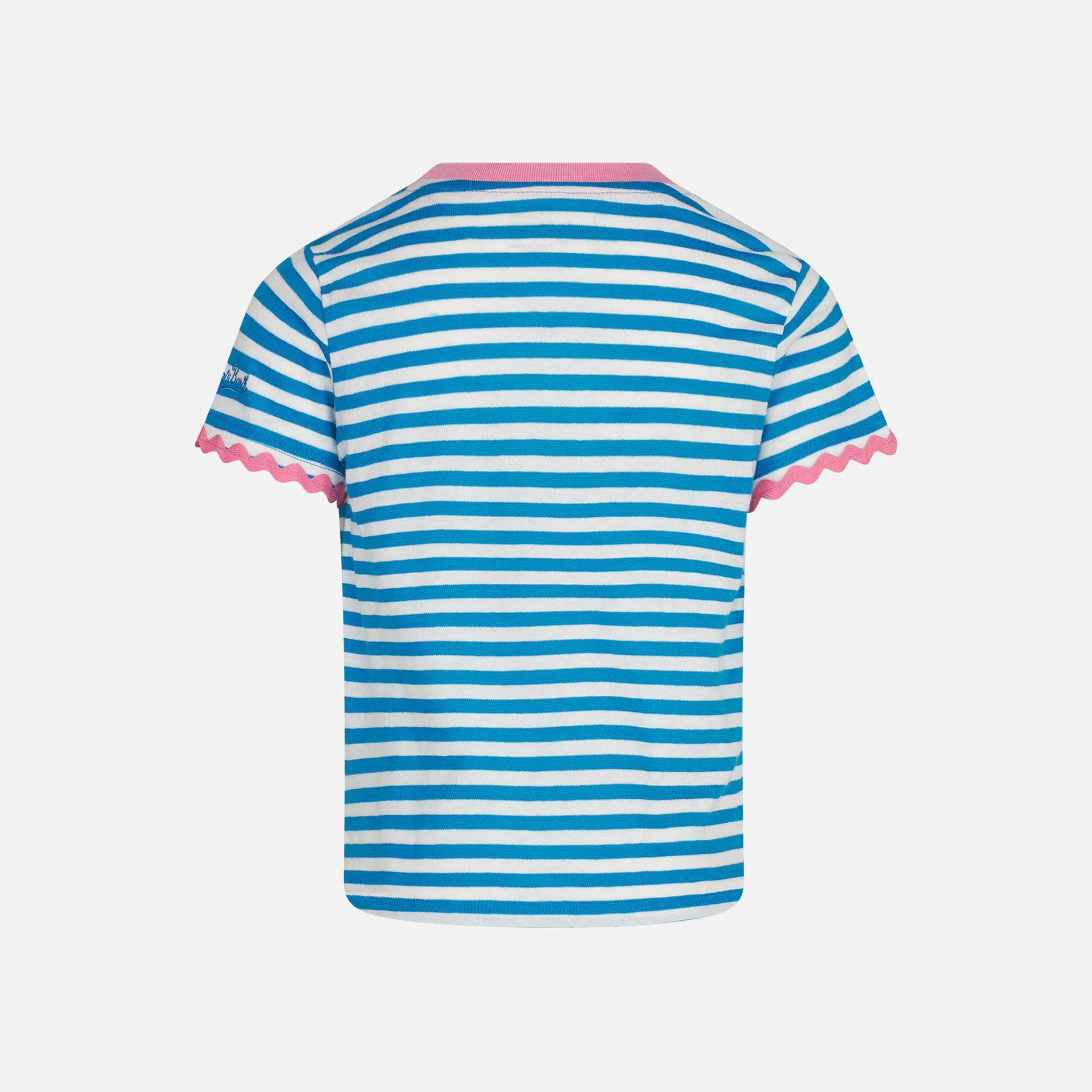 T-shirt da bambina con righe e ricamo - Image 3