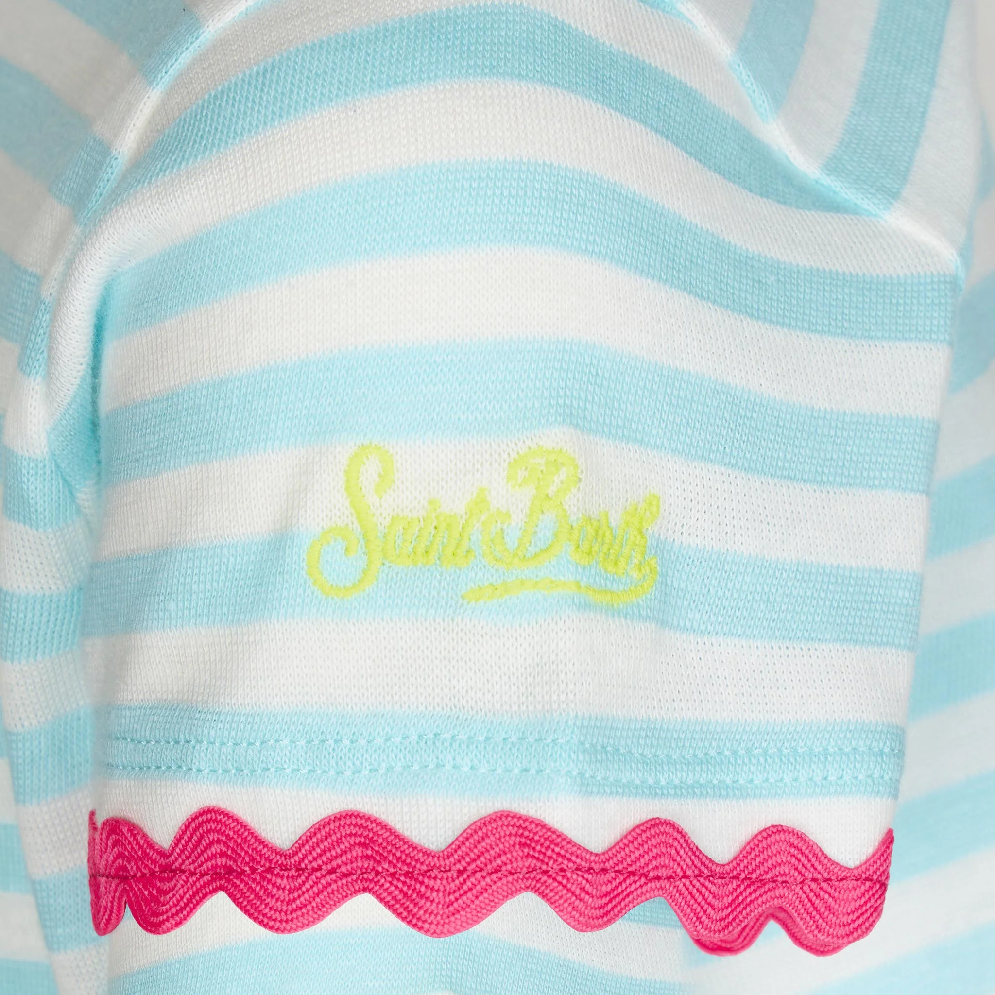 T-shirt da bambina a righe con ricamo Saint Barth - Image 3