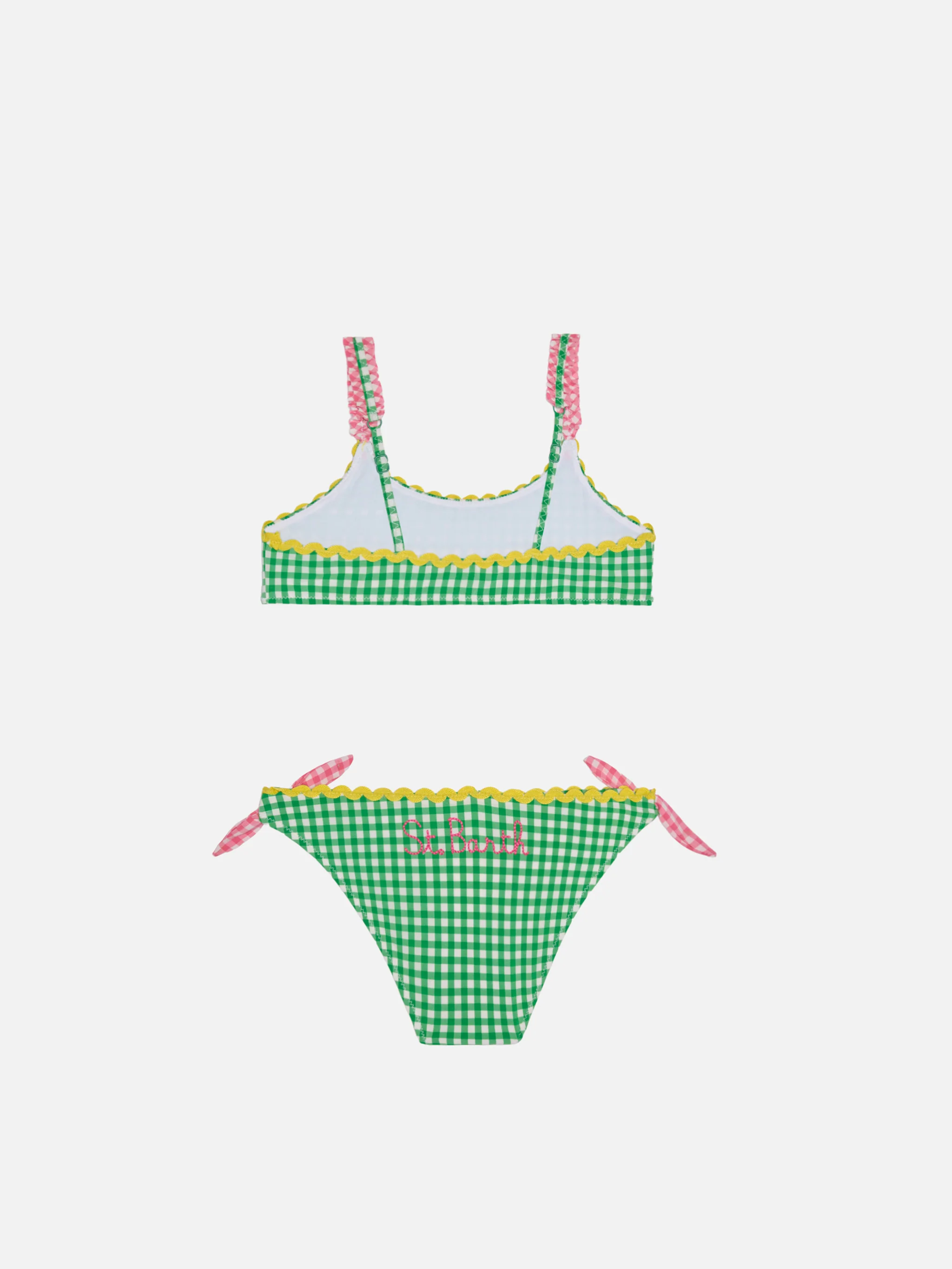 Bikini top da bambina con stampa vichy - Image 2
