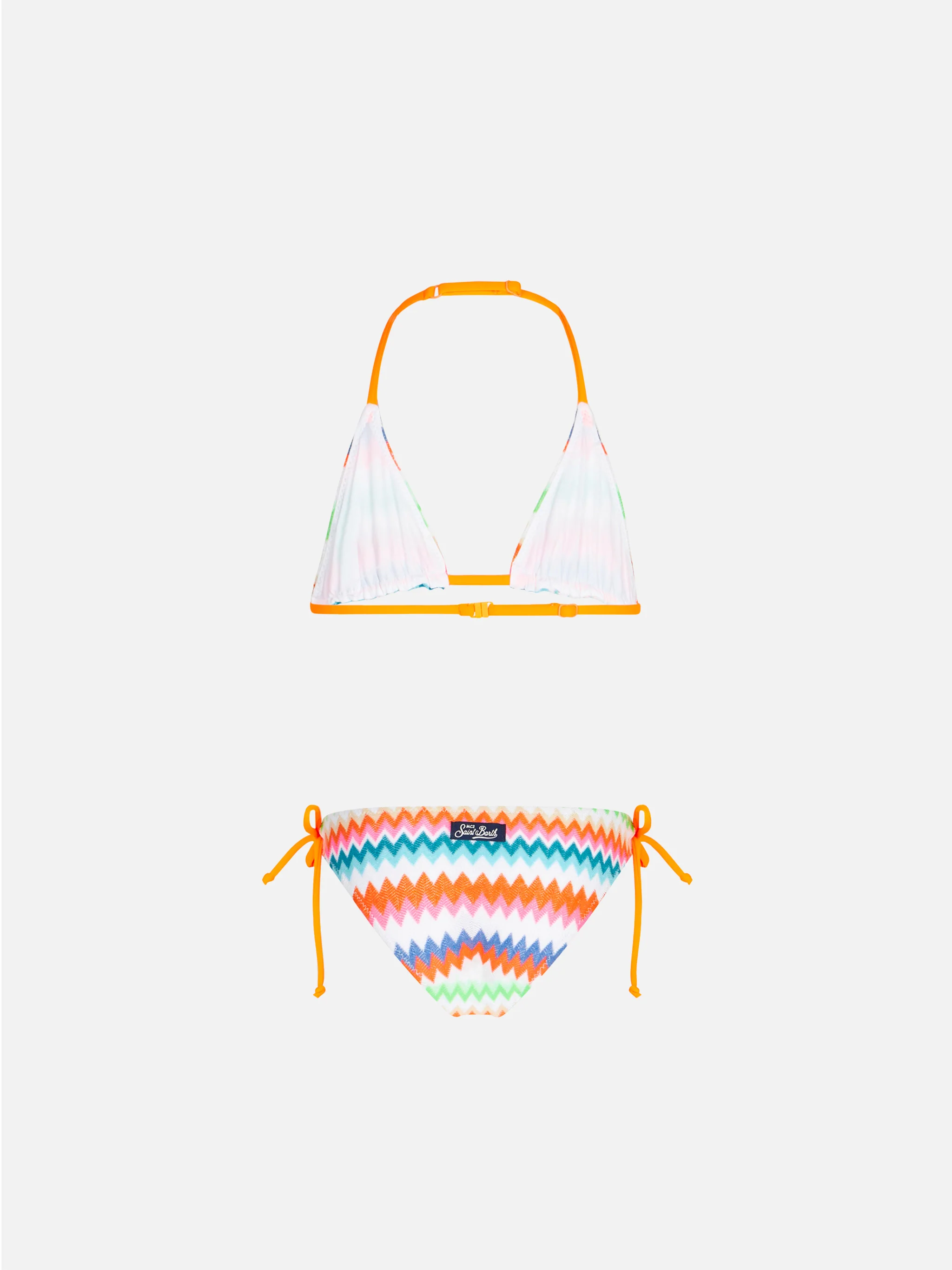Bikini da bambina a triangolo con fantasia multicolore - Image 2