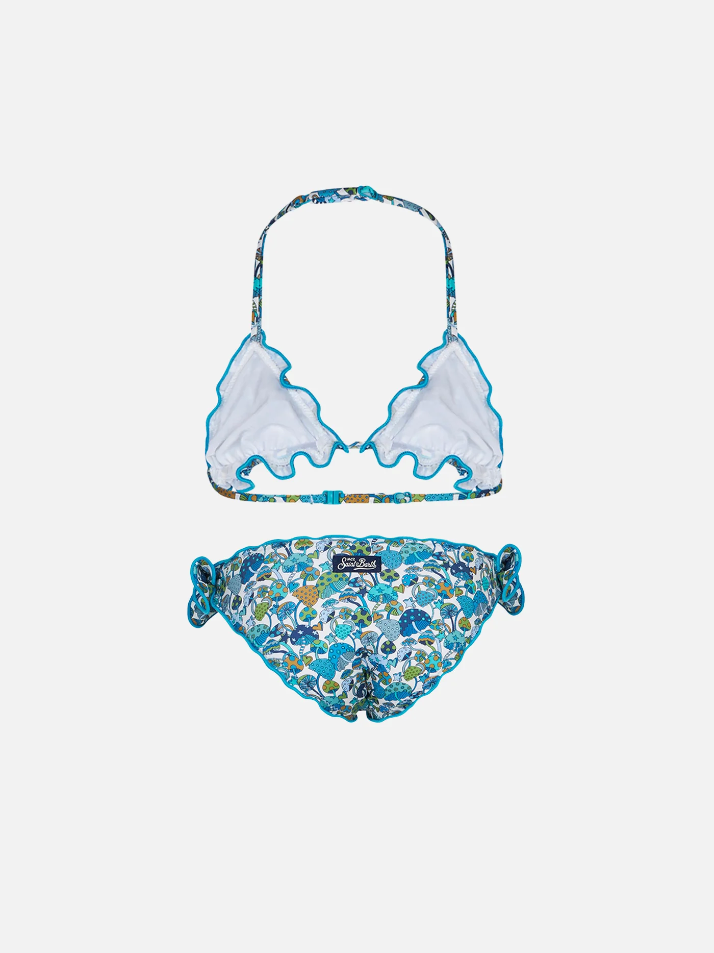Bikini da bambina a triangolo con stampa funghi | EDIZIONE SPECIALE LIBERTY - Image 2