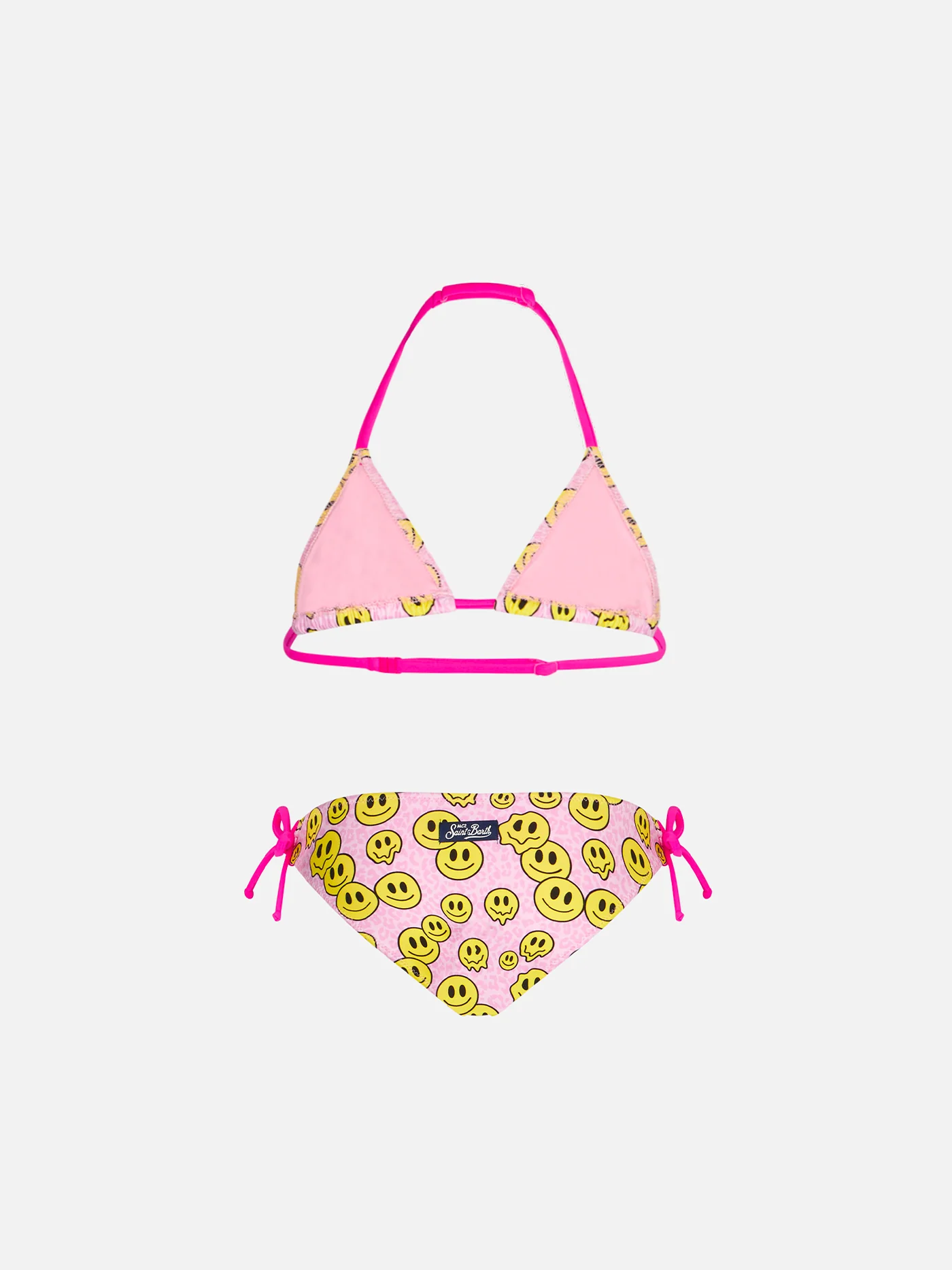Bikini da bambina a triangolo con stampa sorrisi - Image 2