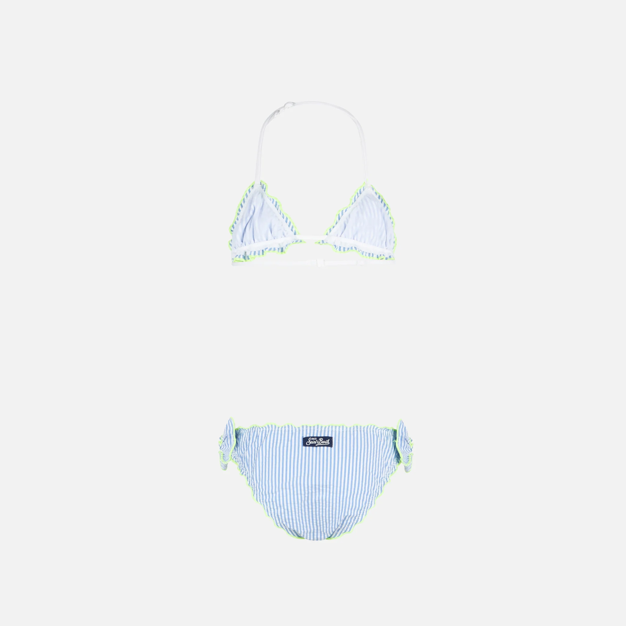 Bikini da bambina a triangolo in seersucker con righe - Image 2