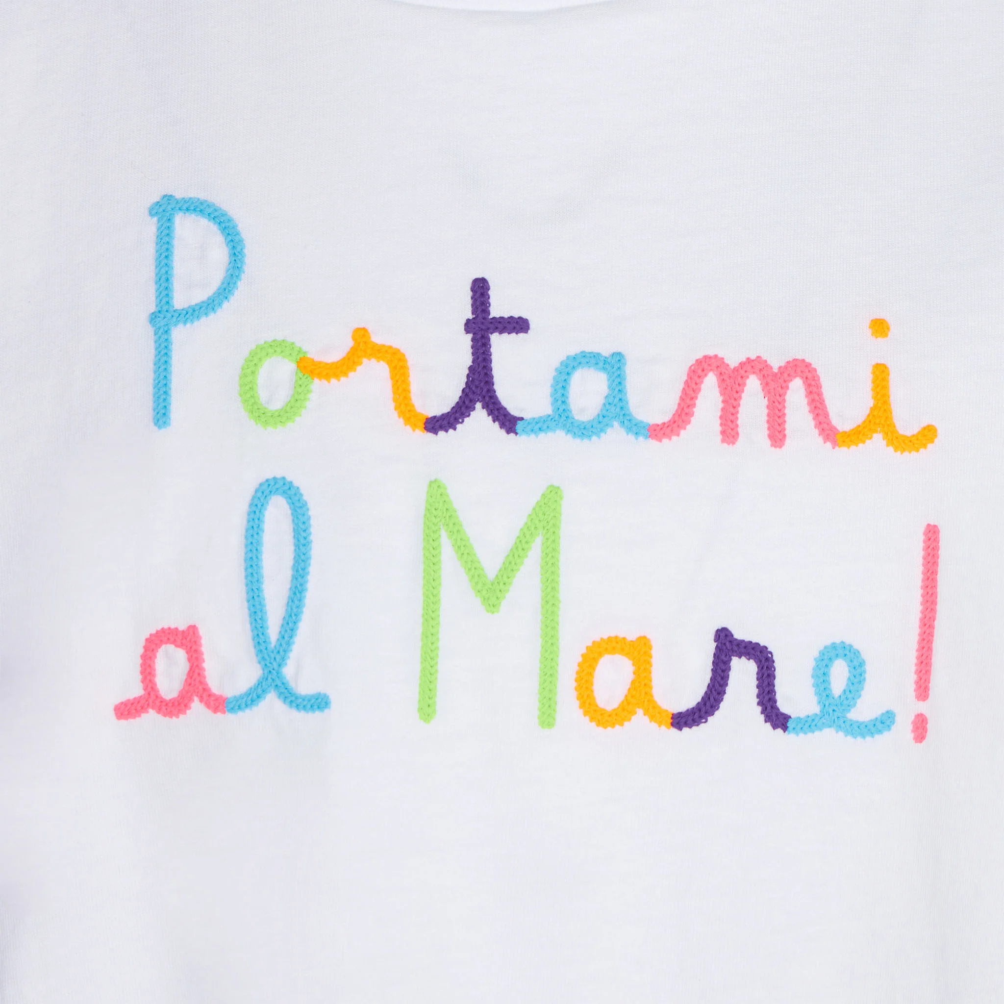 T-shirt da bambina con balza e ricamo Portami al Mare - Image 2