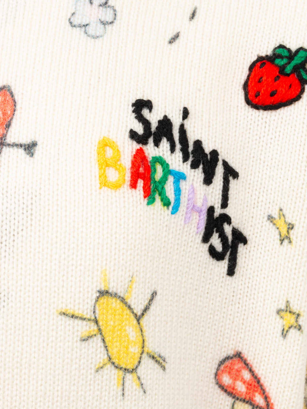 Maglione girocollo bianco da bambina Princess con stampa Saint Barth sketch - Image 2
