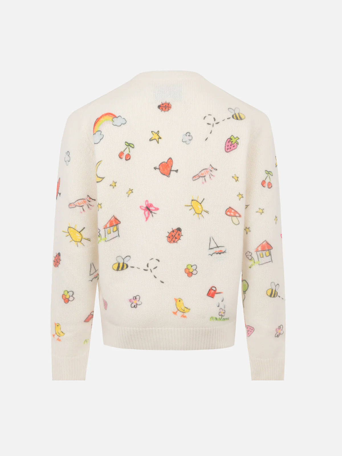 Maglione girocollo bianco da bambina Princess con stampa Saint Barth sketch - Image 3