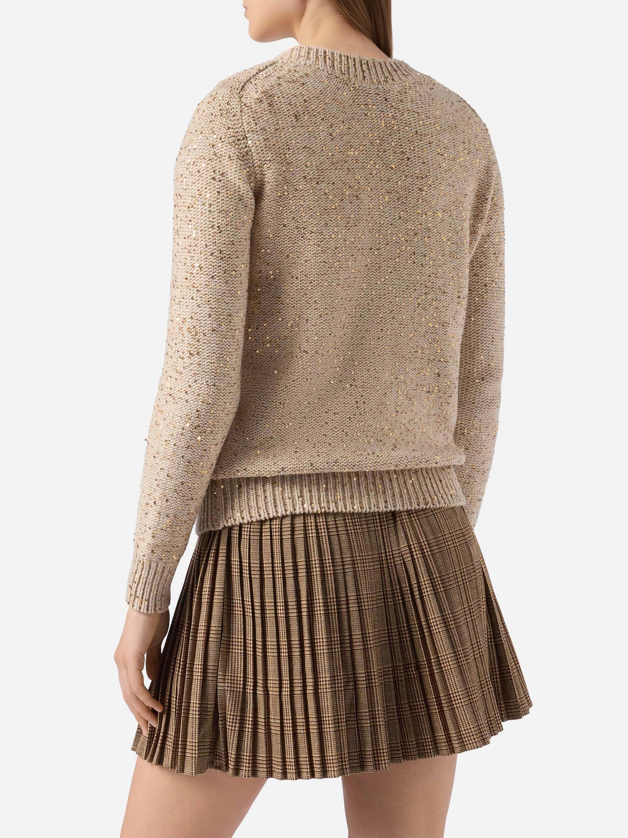 Maglione girocollo oro con pailettes - Image 4